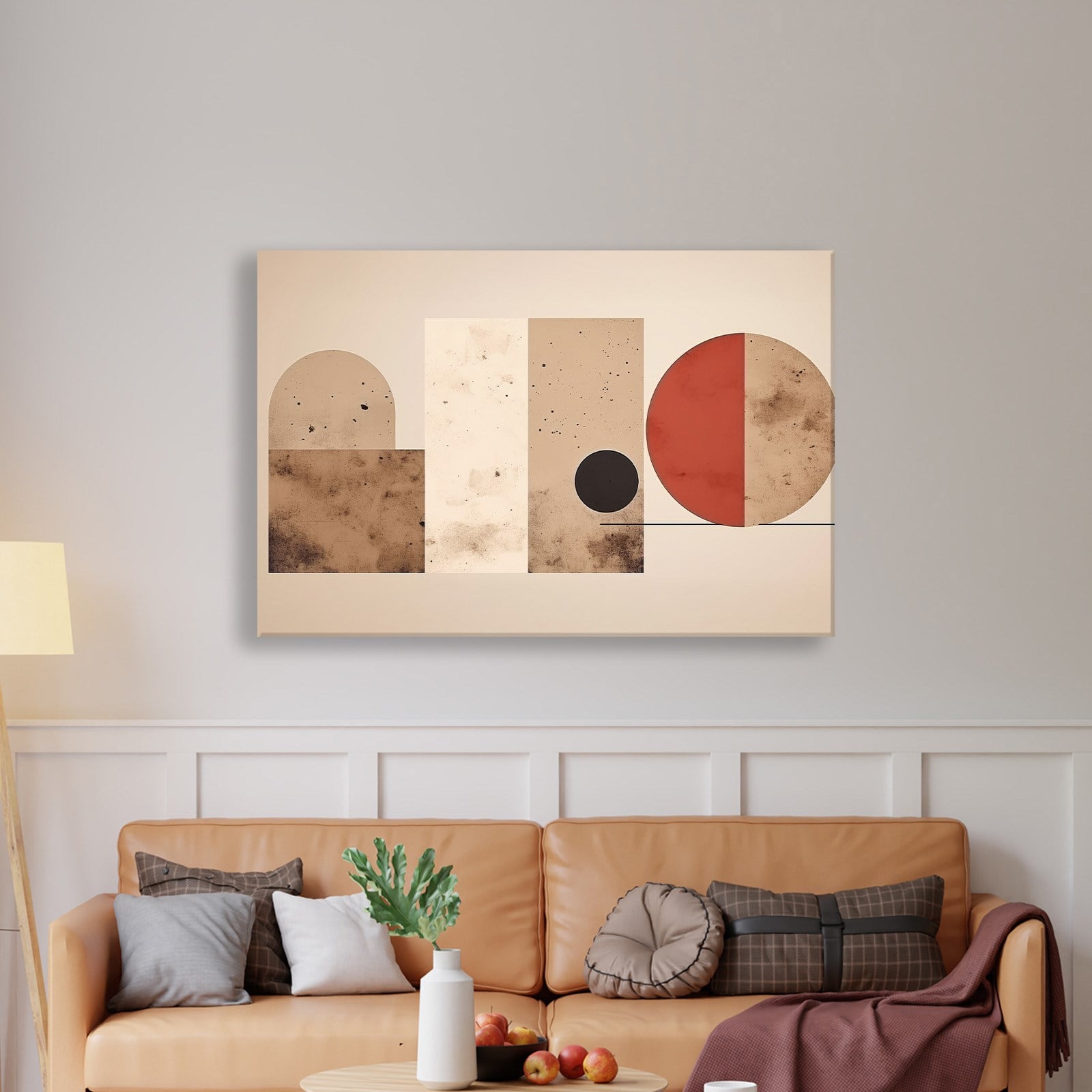 Terracotta Harmoni – Modern Bohem Geometrik Kanvas Tablo