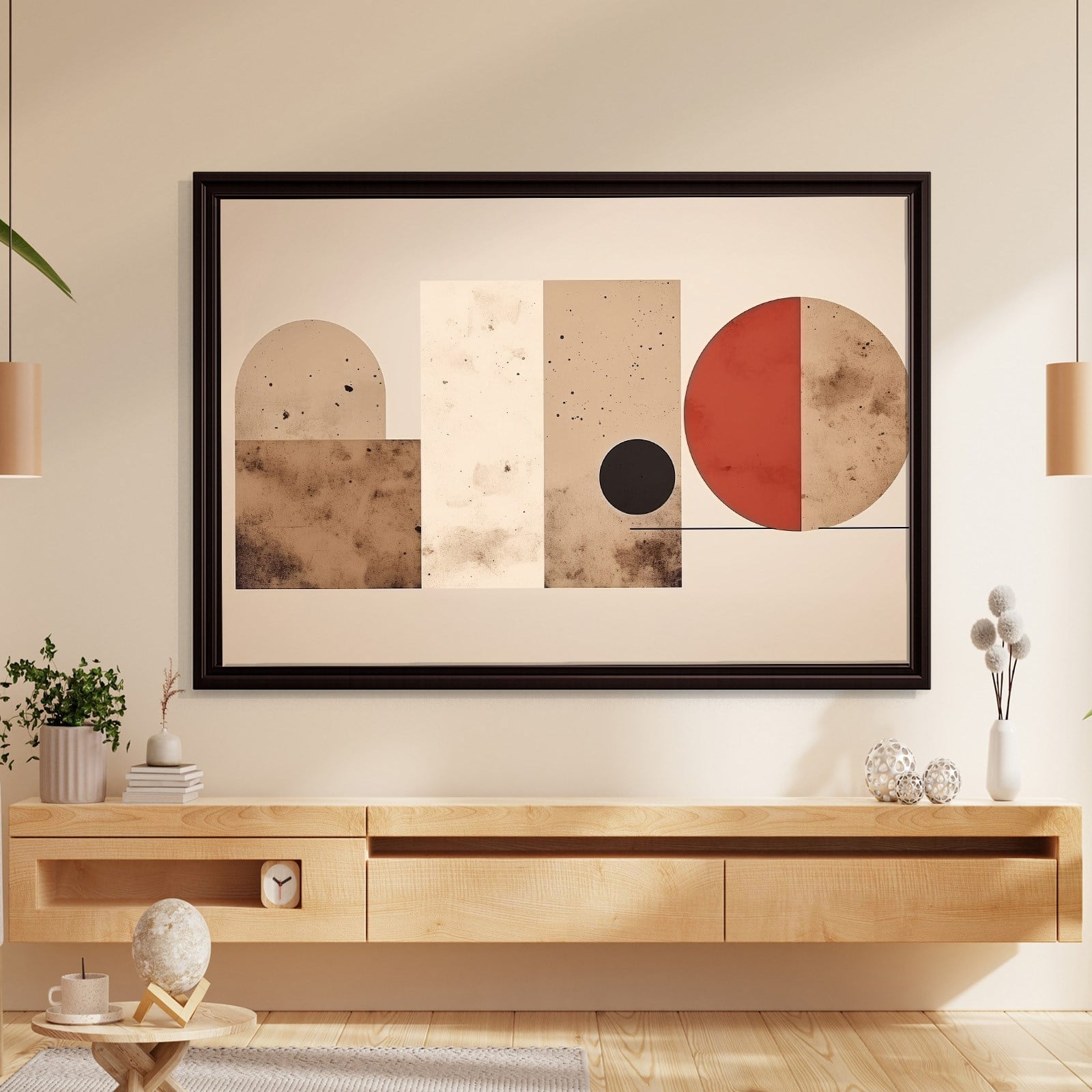 Terracotta Harmoni – Modern Bohem Geometrik Kanvas Tablo