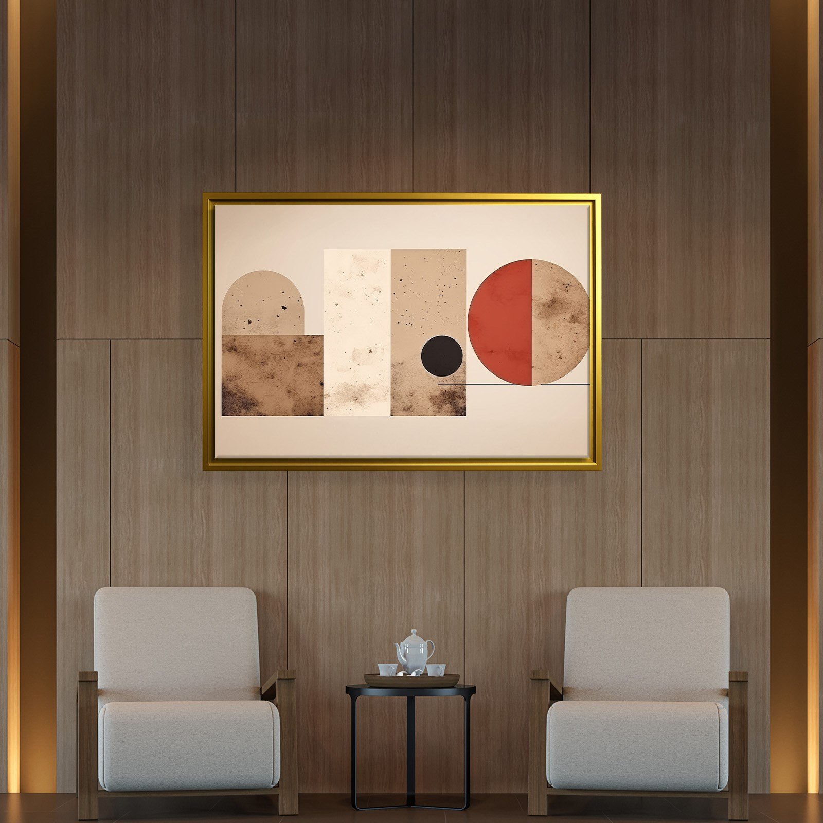 Terracotta Harmoni – Modern Bohem Geometrik Kanvas Tablo