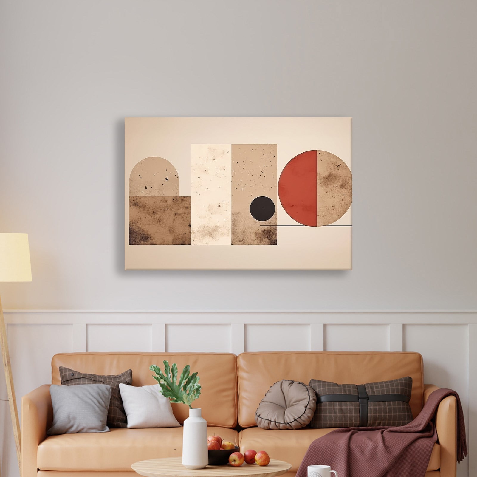 Terracotta Harmoni – Modern Bohem Geometrik Kanvas Tablo
