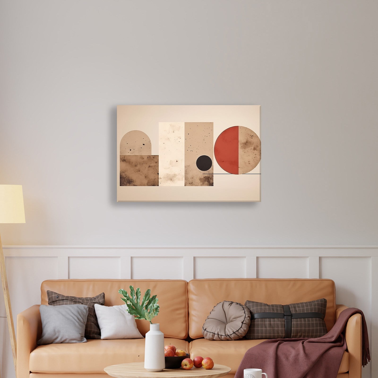 Terracotta Harmoni – Modern Bohem Geometrik Kanvas Tablo
