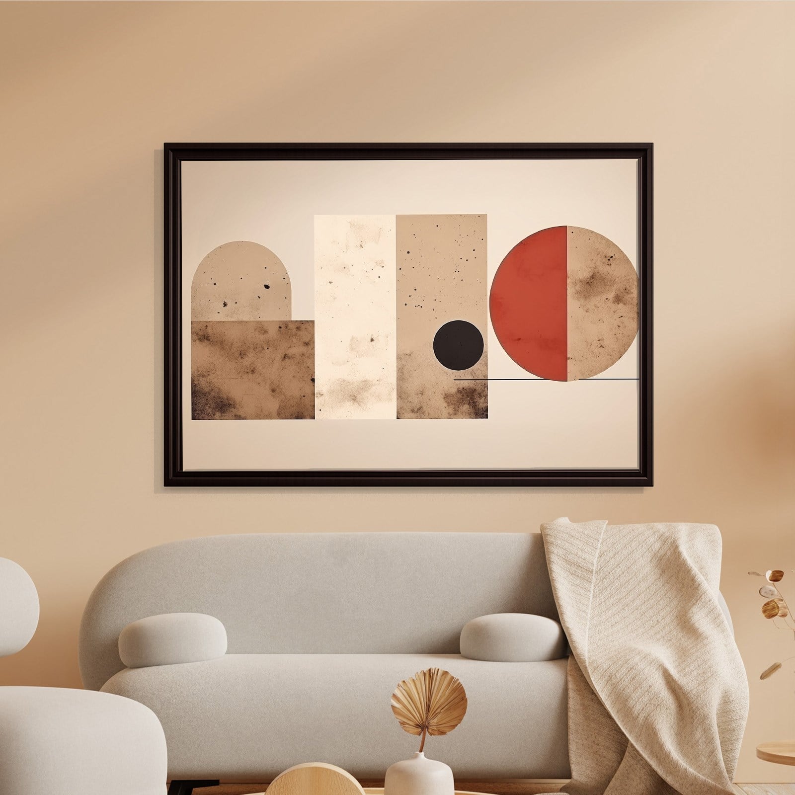 Terracotta Harmoni – Modern Bohem Geometrik Kanvas Tablo