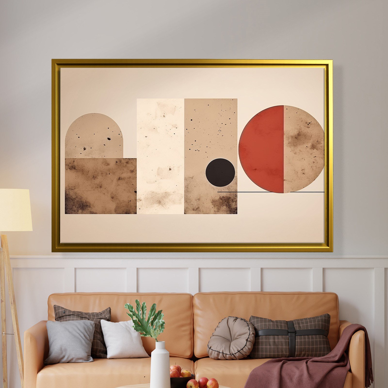 Terracotta Harmoni – Modern Bohem Geometrik Kanvas Tablo