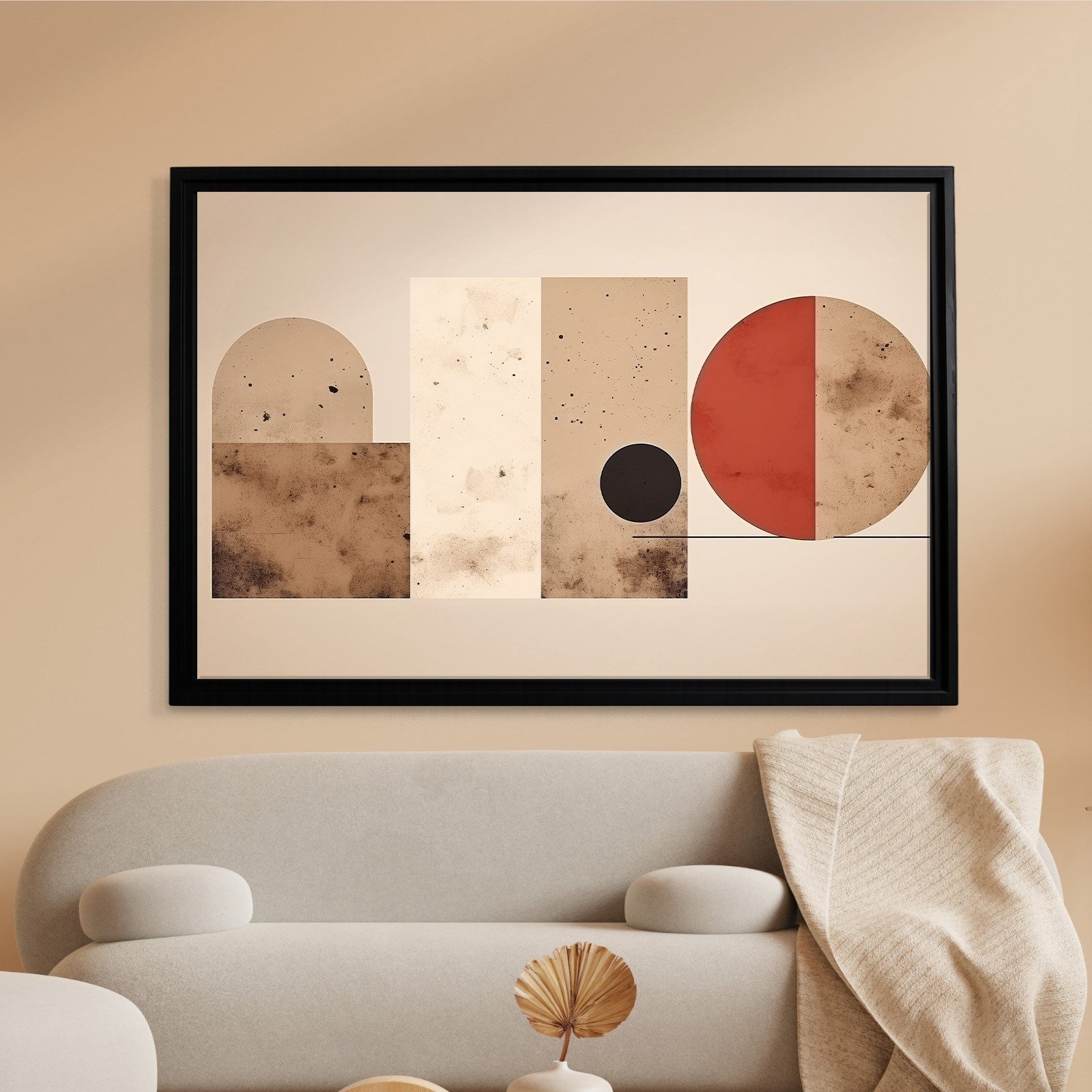 Terracotta Harmoni – Modern Bohem Geometrik Kanvas Tablo