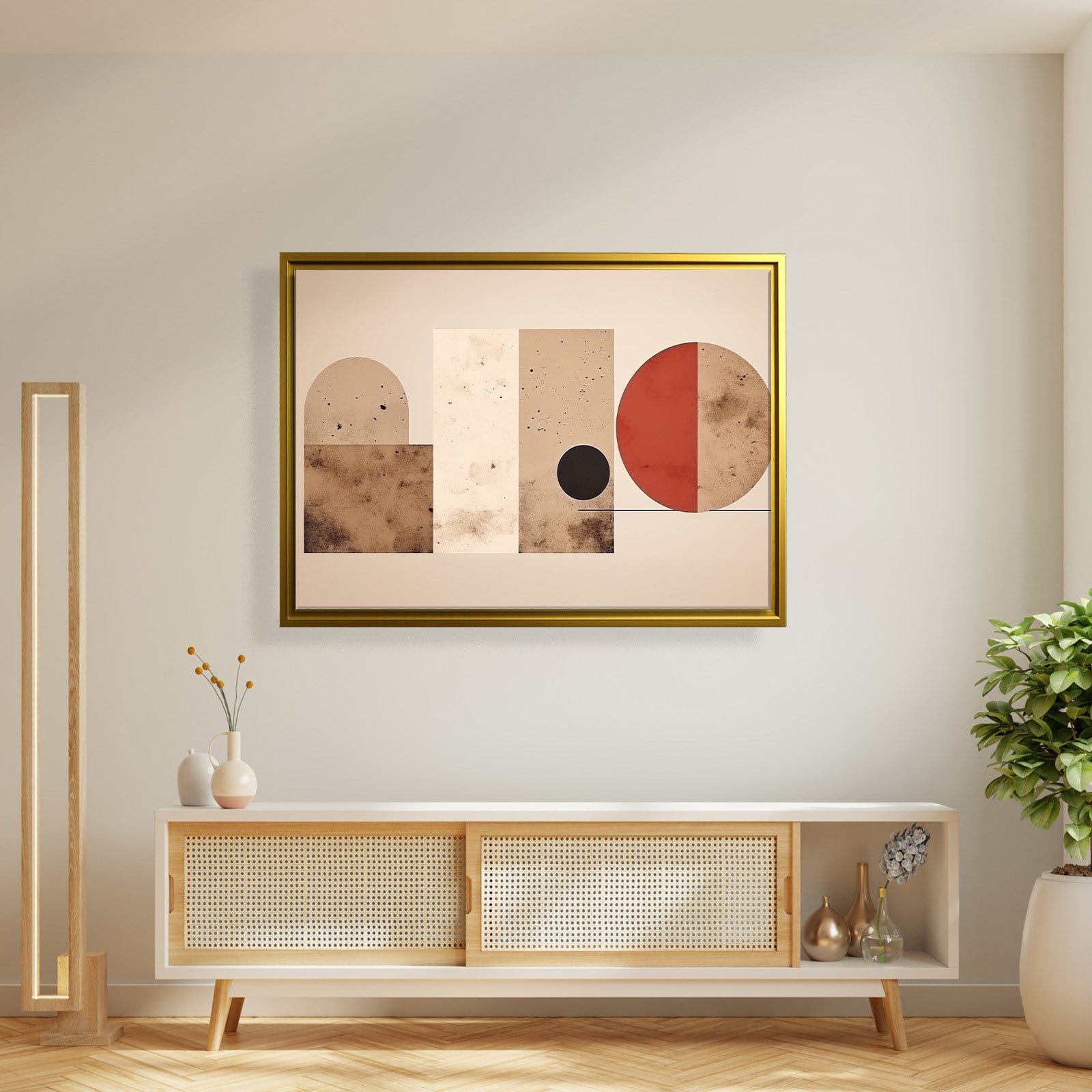Terracotta Harmoni – Modern Bohem Geometrik Kanvas Tablo