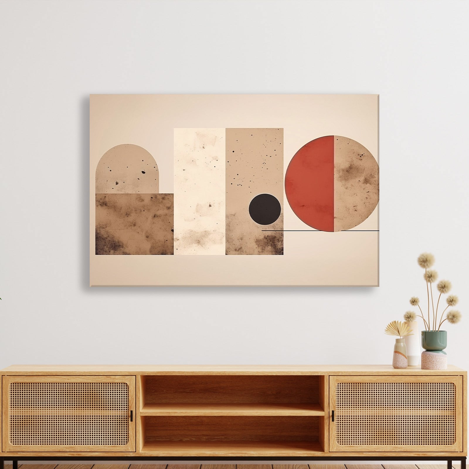 Terracotta Harmoni – Modern Bohem Geometrik Kanvas Tablo