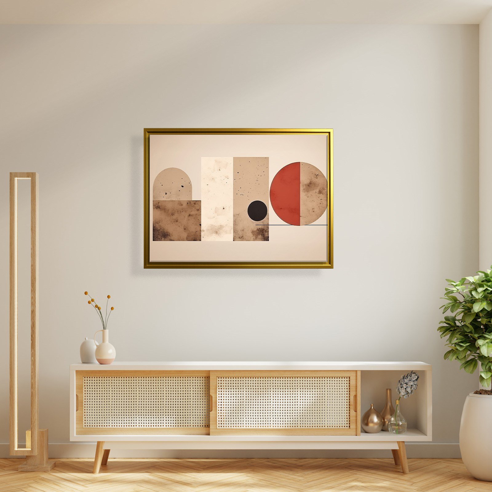 Terracotta Harmoni – Modern Bohem Geometrik Kanvas Tablo