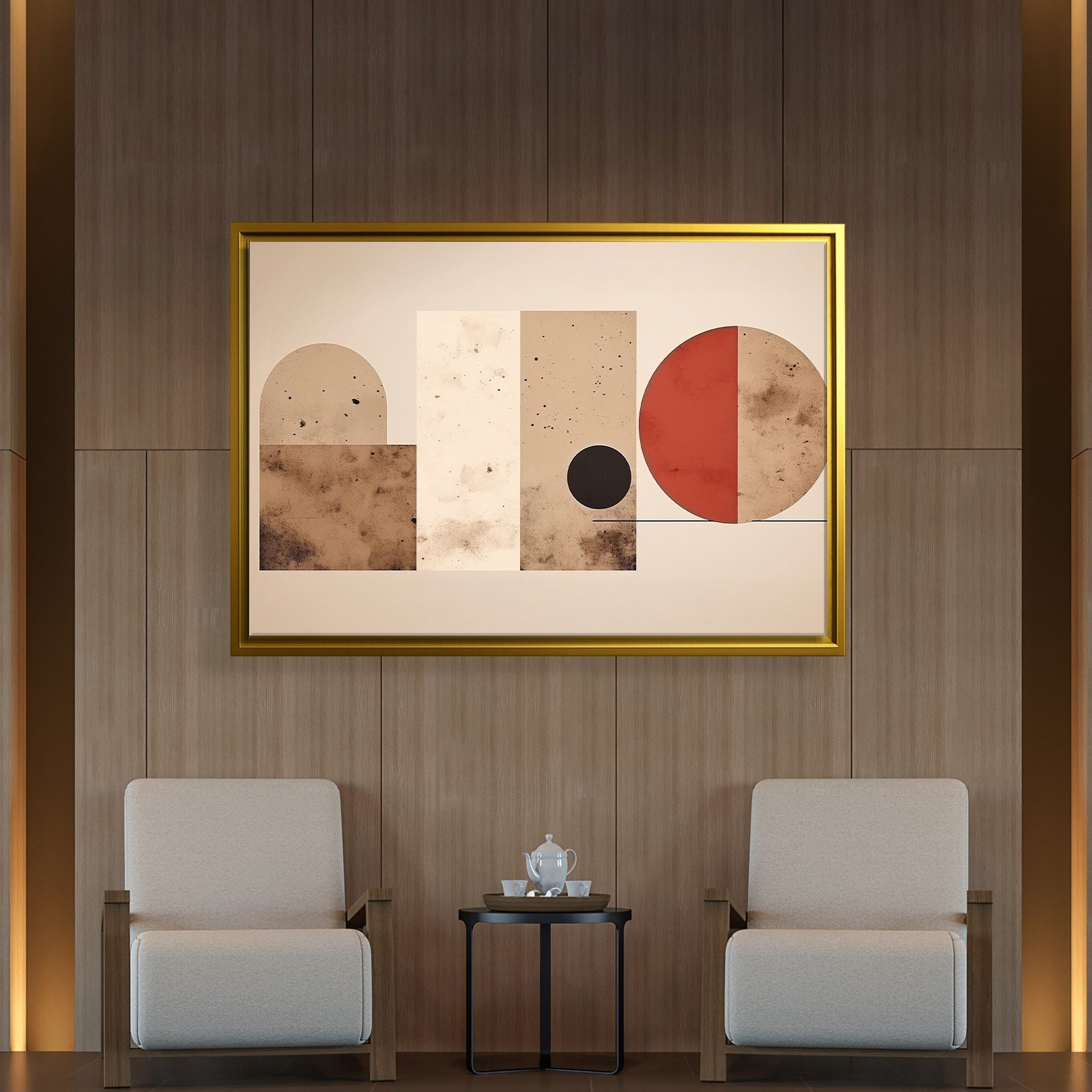Terracotta Harmoni – Modern Bohem Geometrik Kanvas Tablo