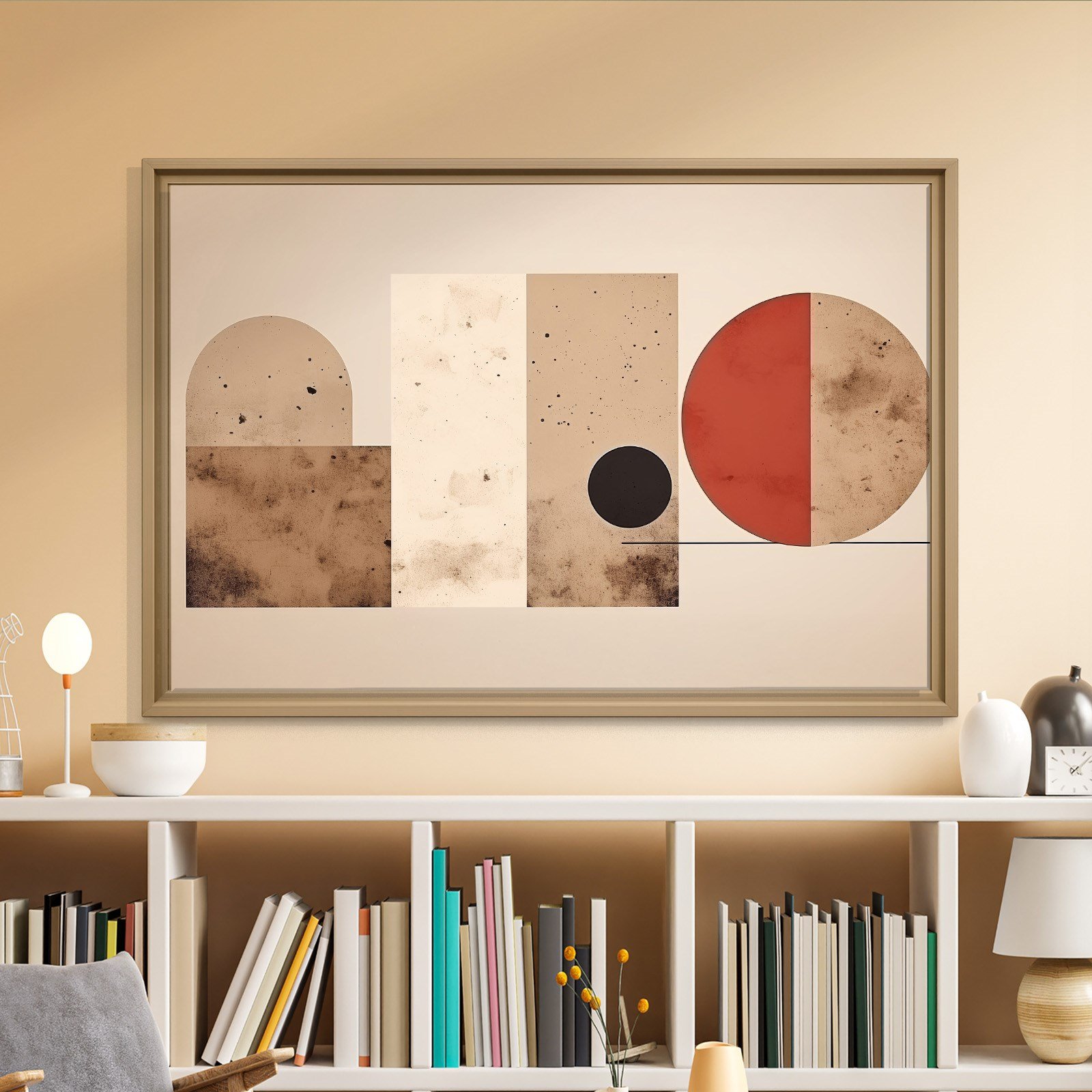 Terracotta Harmoni – Modern Bohem Geometrik Kanvas Tablo