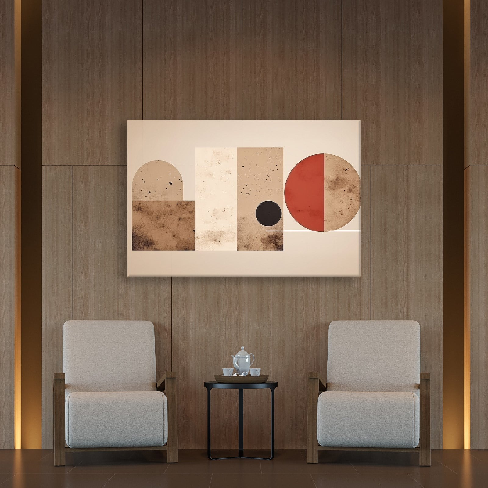 Terracotta Harmoni – Modern Bohem Geometrik Kanvas Tablo