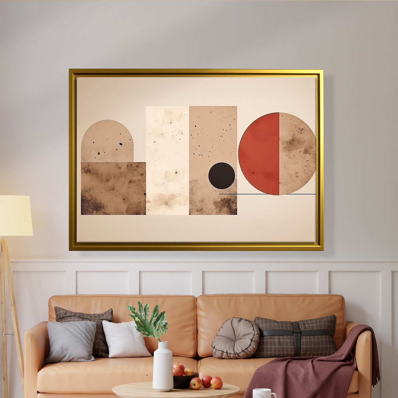 Terracotta Harmoni – Modern Bohem Geometrik Kanvas Tablo