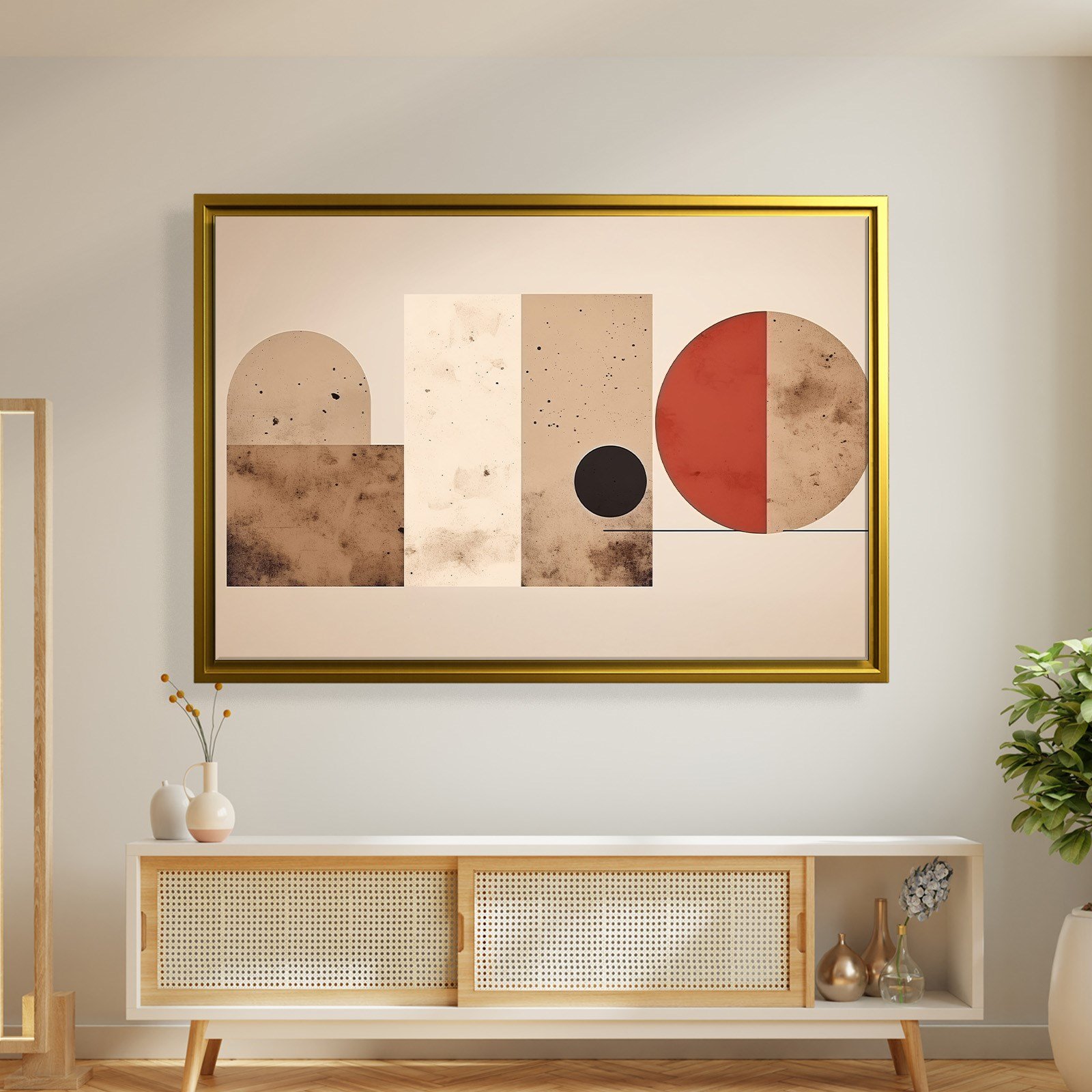Terracotta Harmoni – Modern Bohem Geometrik Kanvas Tablo