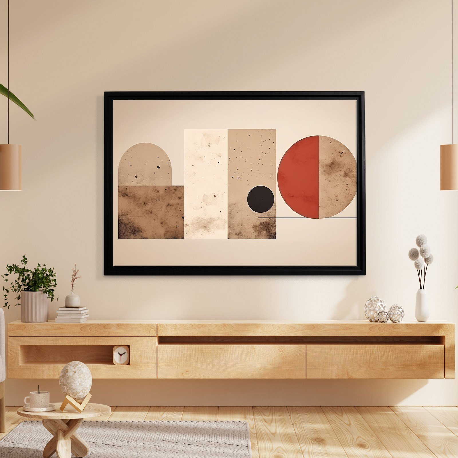 Terracotta Harmoni – Modern Bohem Geometrik Kanvas Tablo