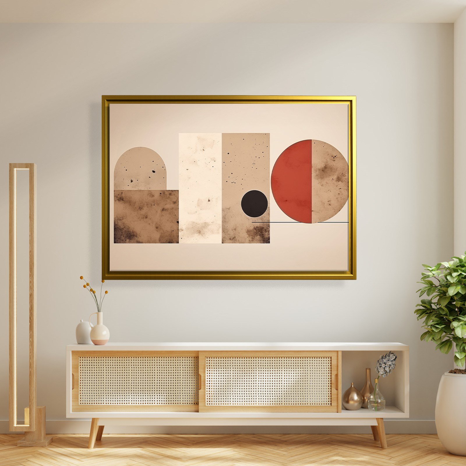 Terracotta Harmoni – Modern Bohem Geometrik Kanvas Tablo