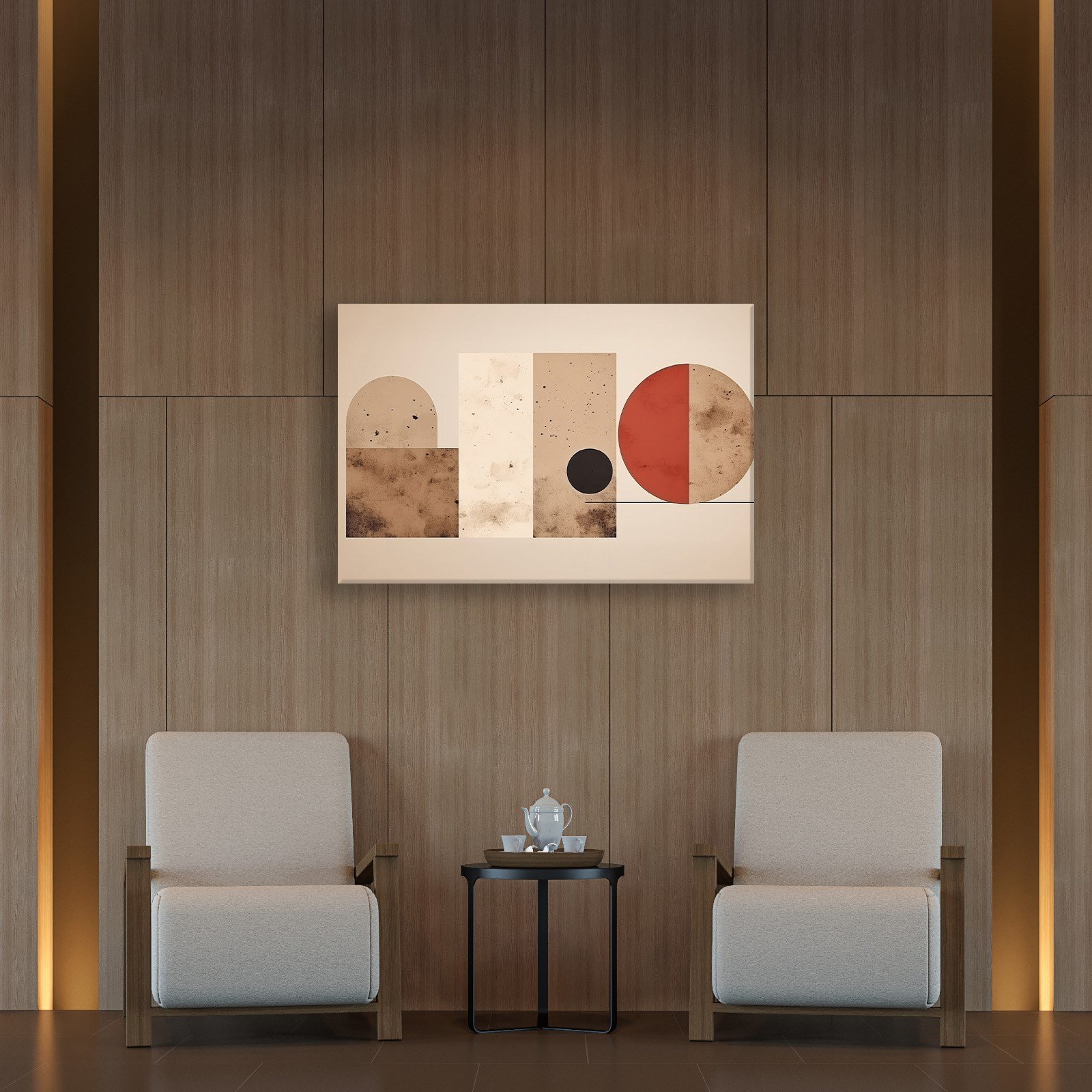 Terracotta Harmoni – Modern Bohem Geometrik Kanvas Tablo