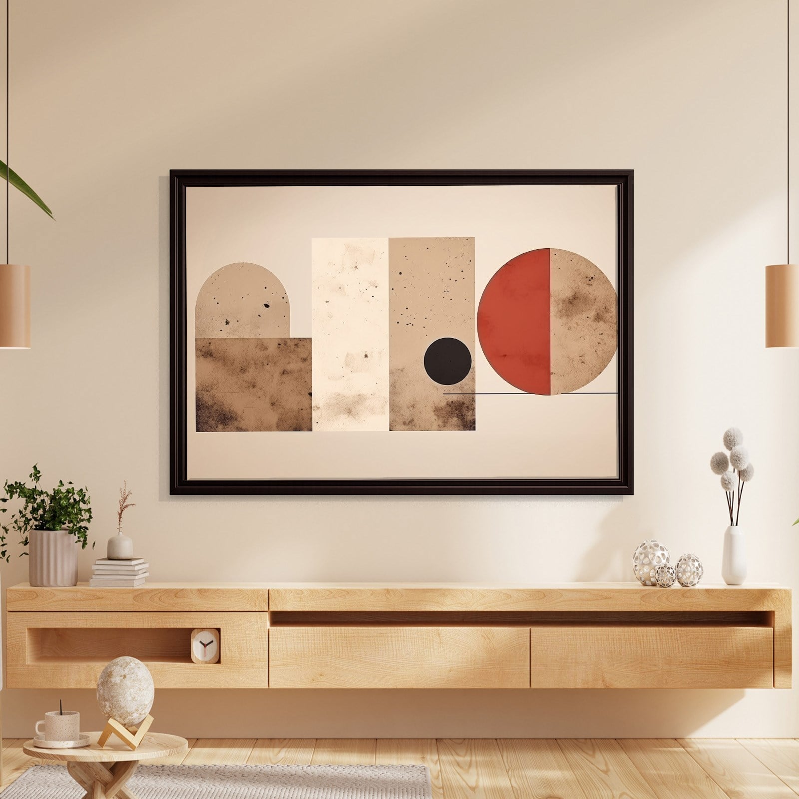 Terracotta Harmoni – Modern Bohem Geometrik Kanvas Tablo