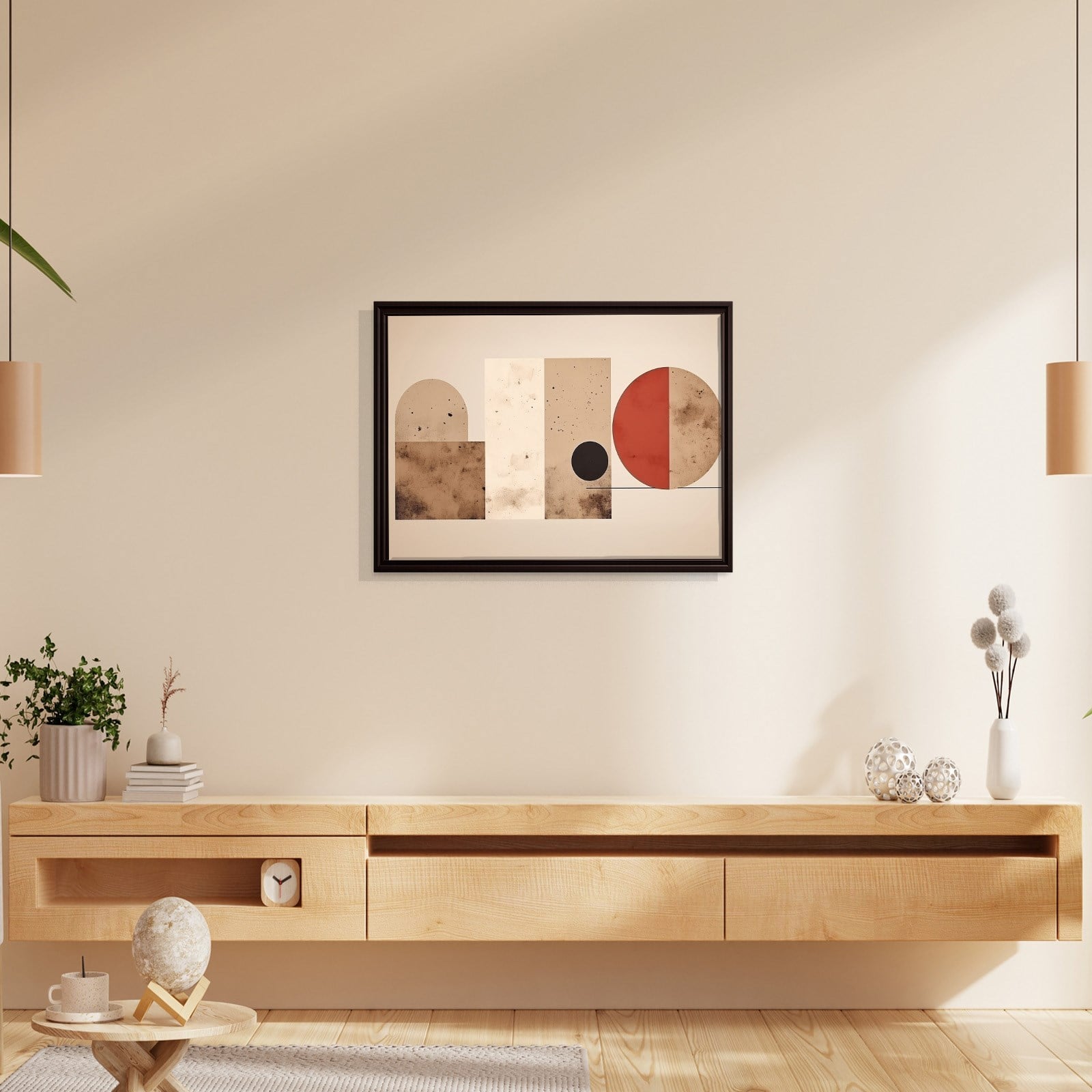 Terracotta Harmoni – Modern Bohem Geometrik Kanvas Tablo