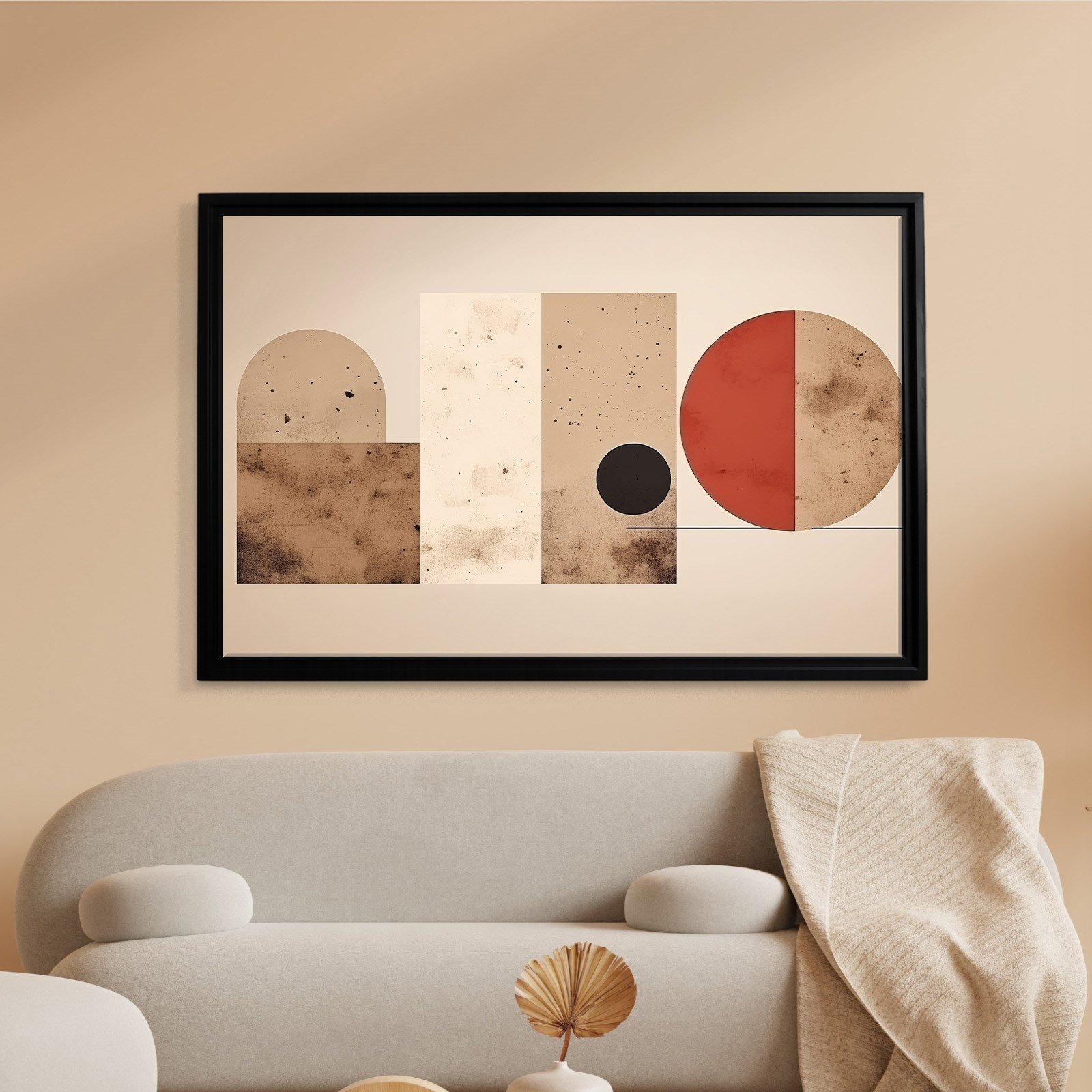 Terracotta Harmoni – Modern Bohem Geometrik Kanvas Tablo