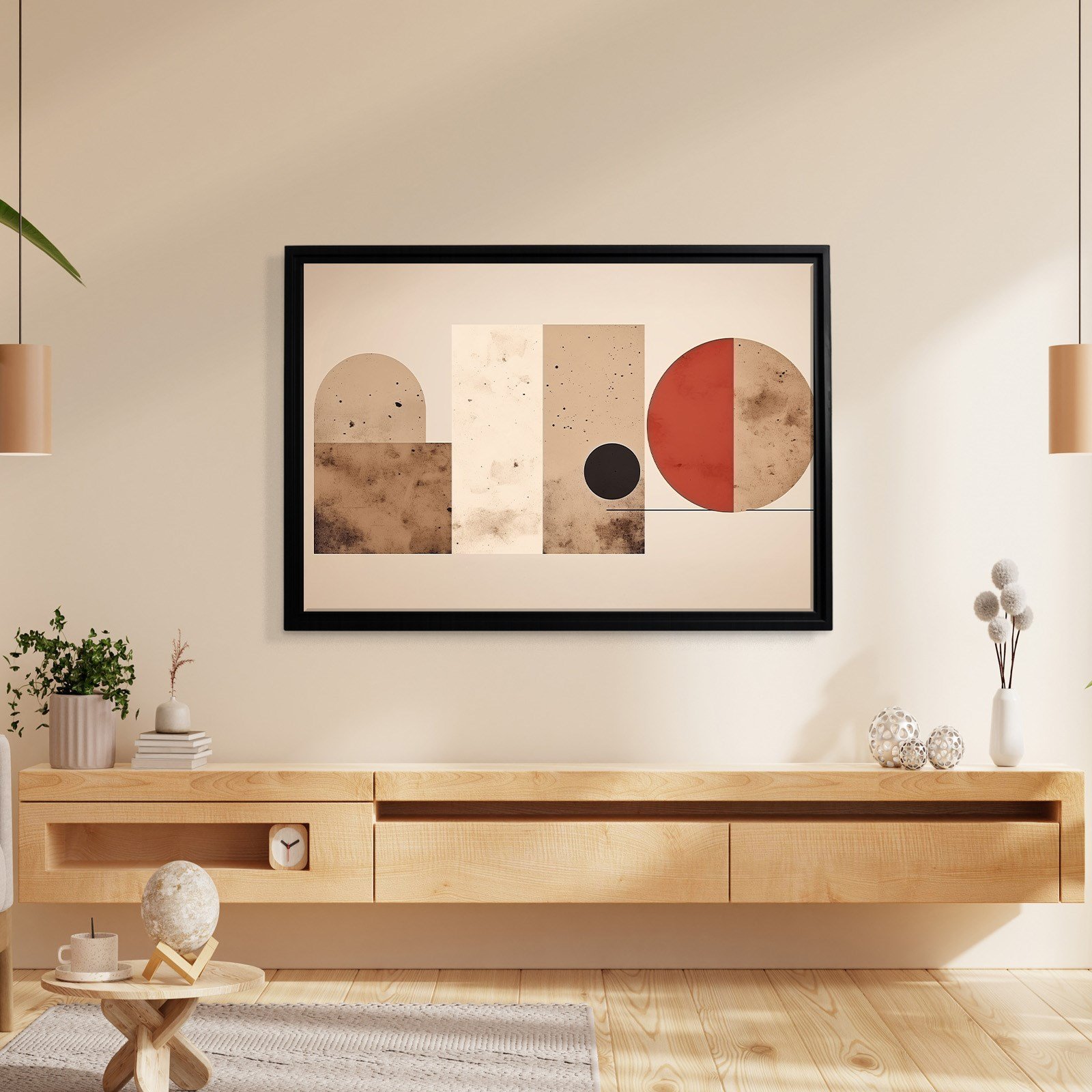 Terracotta Harmoni – Modern Bohem Geometrik Kanvas Tablo