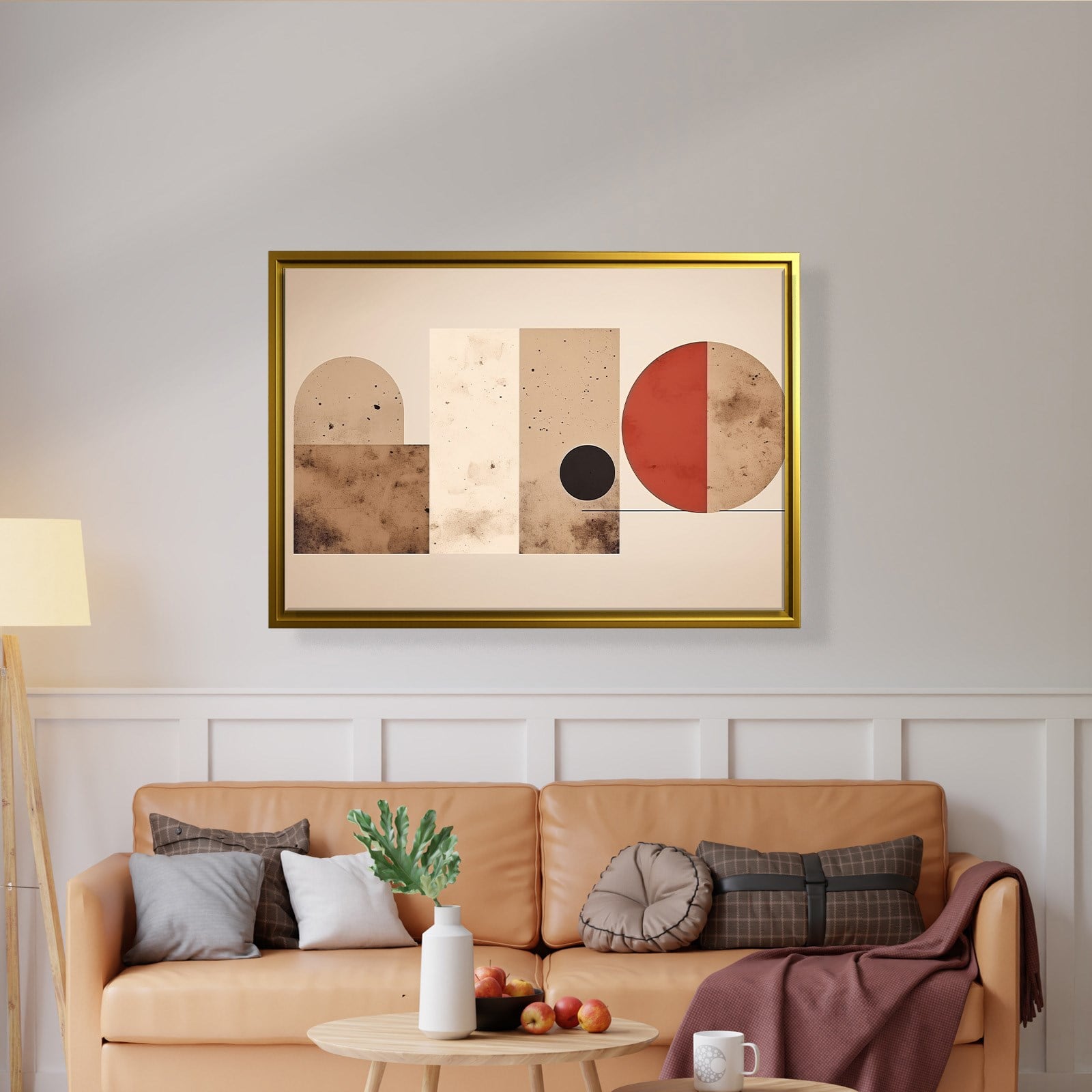 Terracotta Harmoni – Modern Bohem Geometrik Kanvas Tablo
