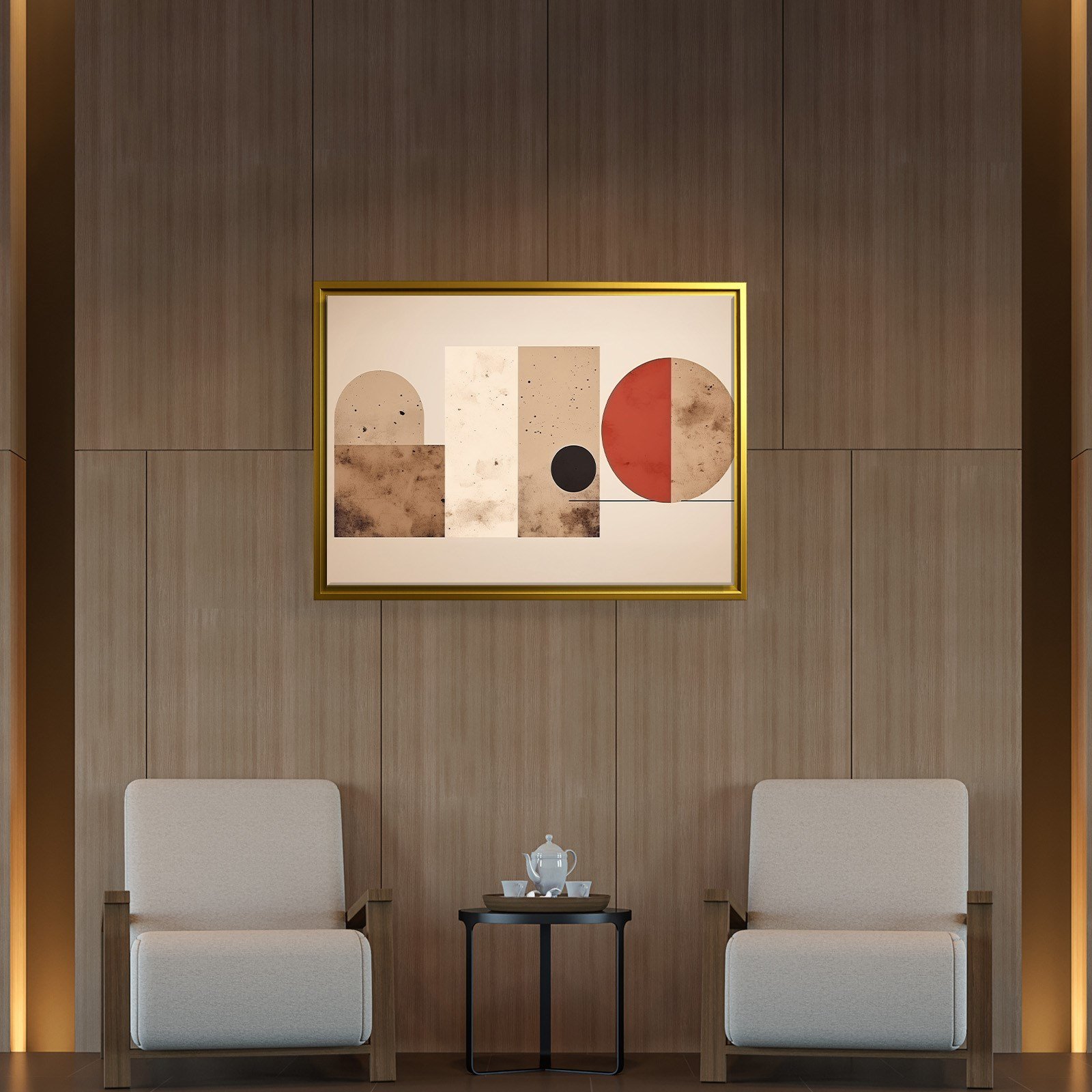 Terracotta Harmoni – Modern Bohem Geometrik Kanvas Tablo