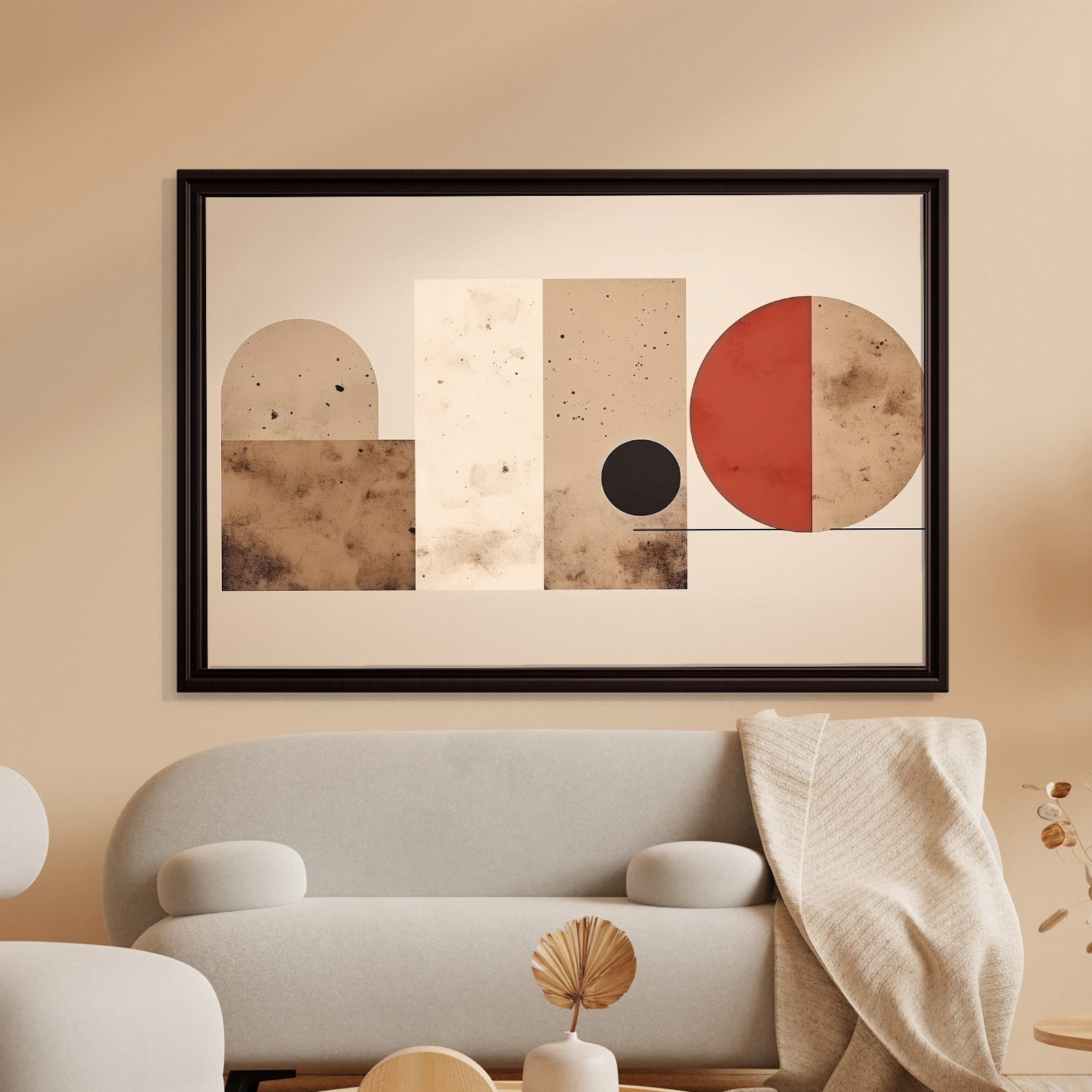 Terracotta Harmoni – Modern Bohem Geometrik Kanvas Tablo