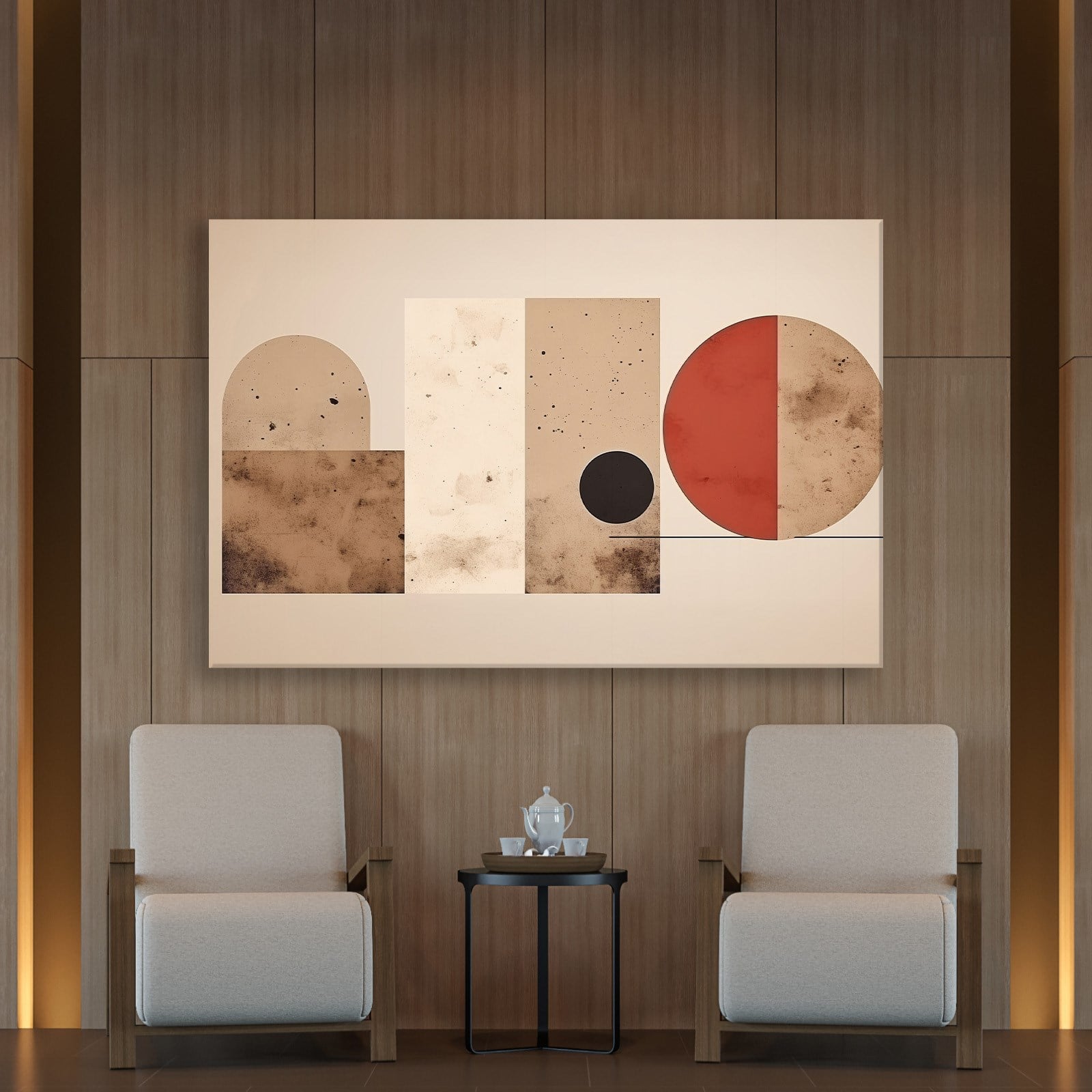 Terracotta Harmoni – Modern Bohem Geometrik Kanvas Tablo
