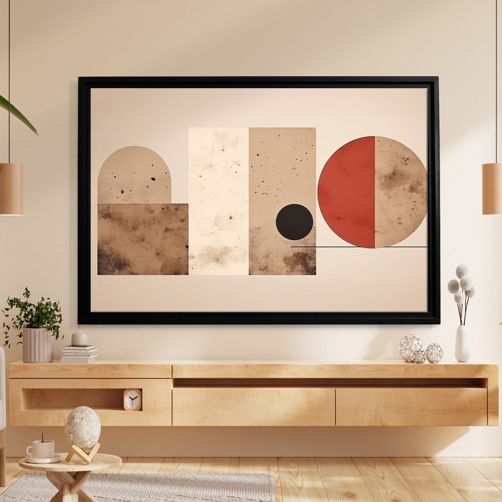 Terracotta Harmoni – Modern Bohem Geometrik Kanvas Tablo