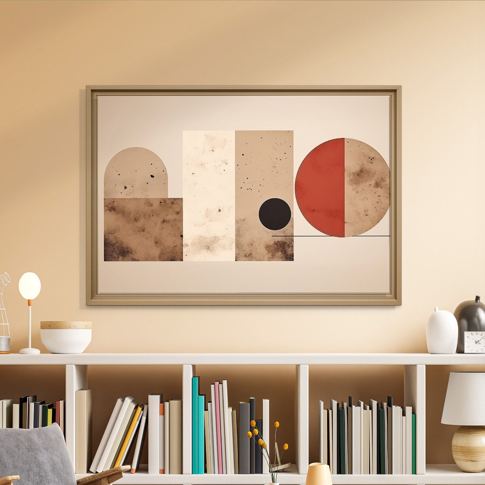 Terracotta Harmoni – Modern Bohem Geometrik Kanvas Tablo