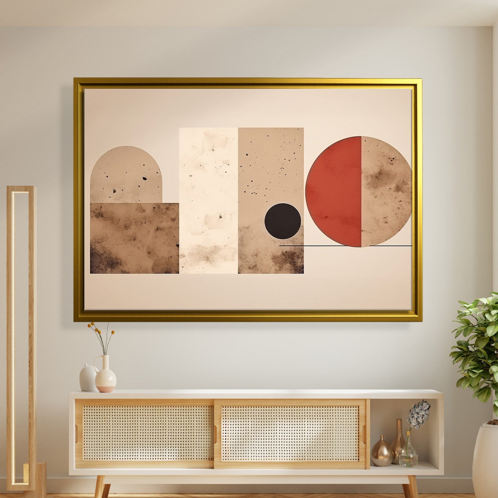 Terracotta Harmoni – Modern Bohem Geometrik Kanvas Tablo