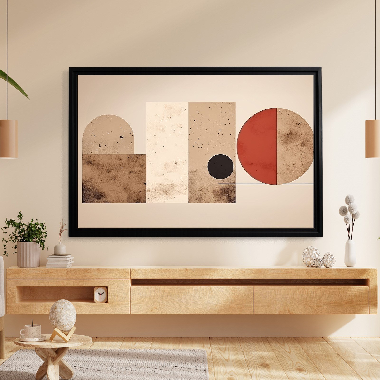Terracotta Harmoni – Modern Bohem Geometrik Kanvas Tablo