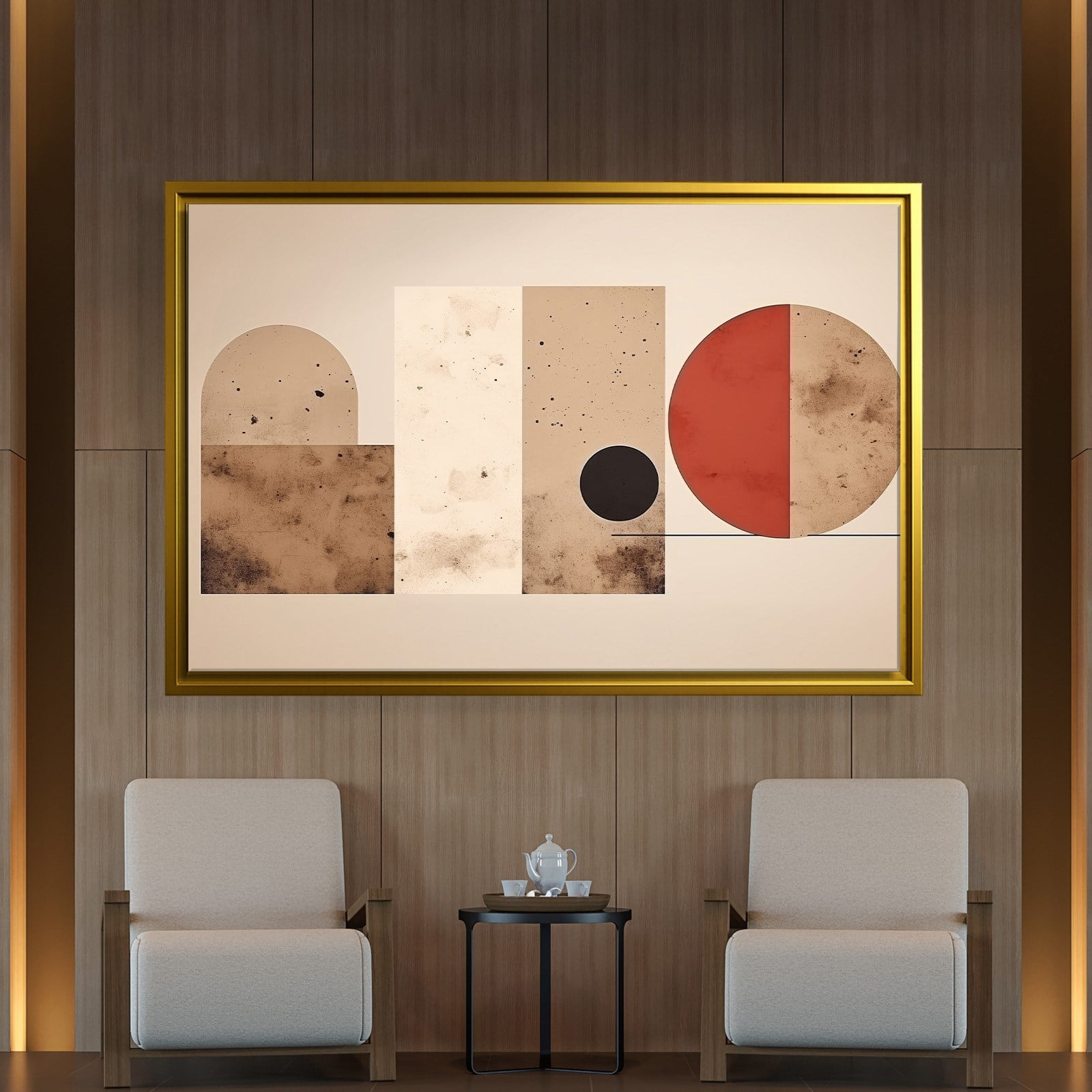 Terracotta Harmoni – Modern Bohem Geometrik Kanvas Tablo
