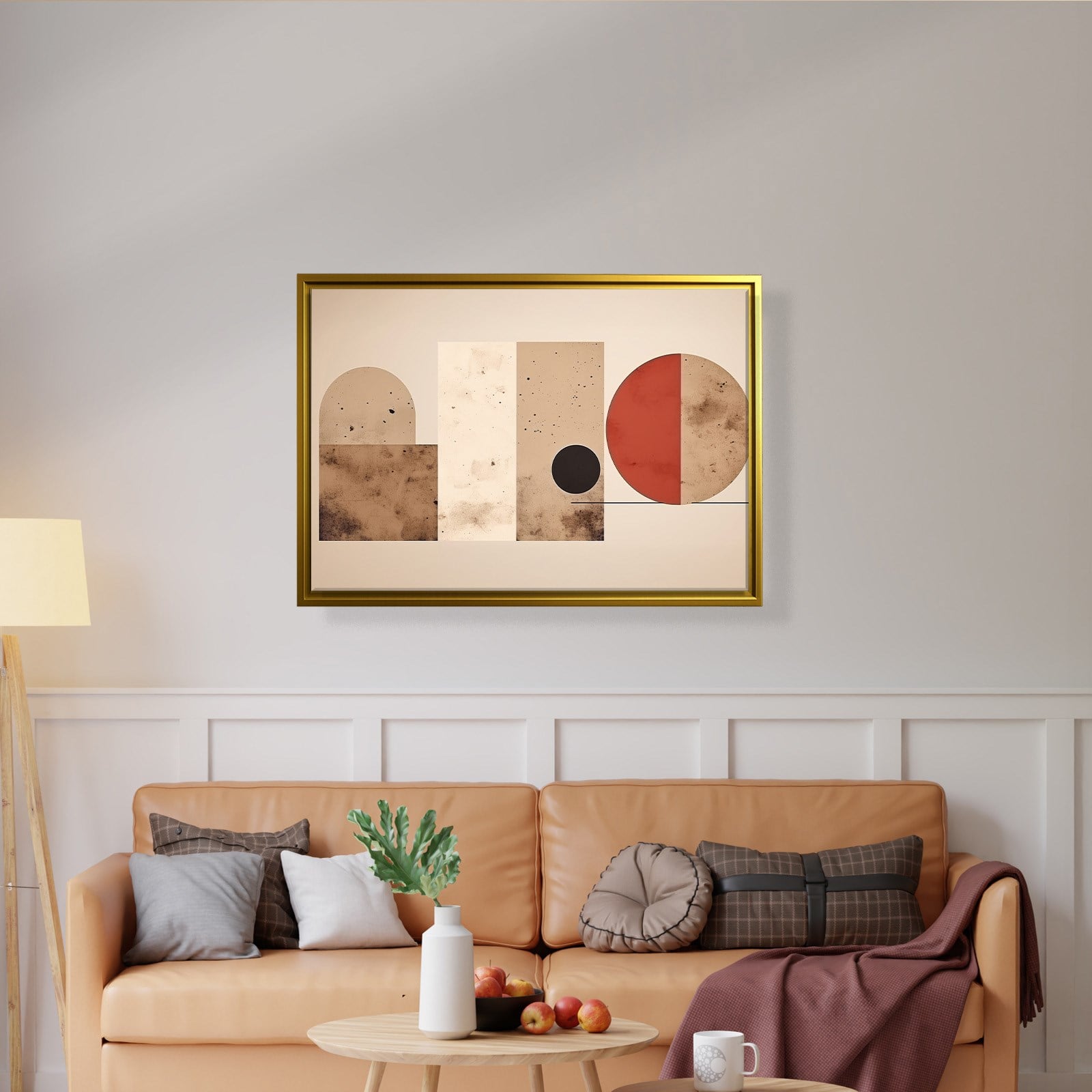 Terracotta Harmoni – Modern Bohem Geometrik Kanvas Tablo