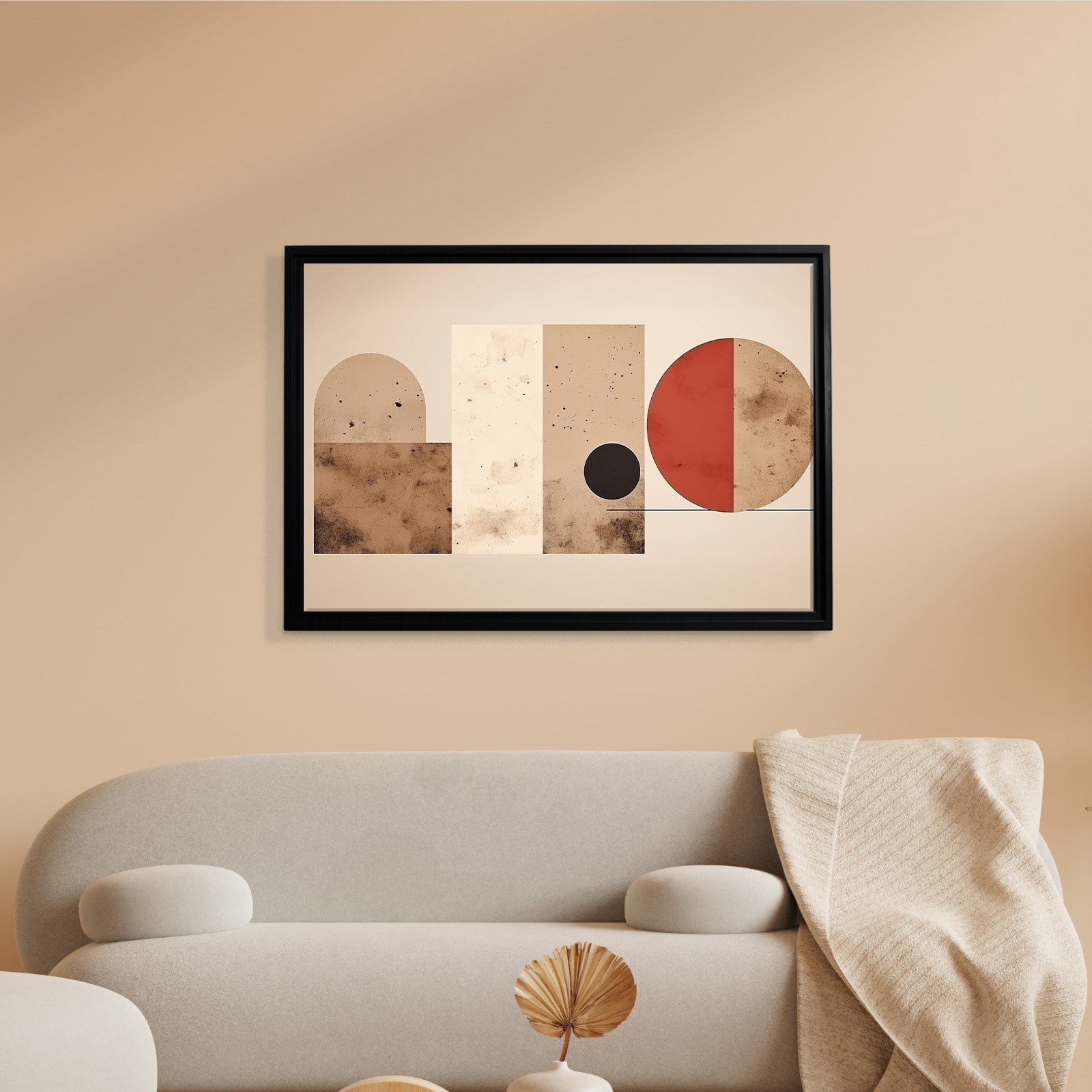 Terracotta Harmoni – Modern Bohem Geometrik Kanvas Tablo