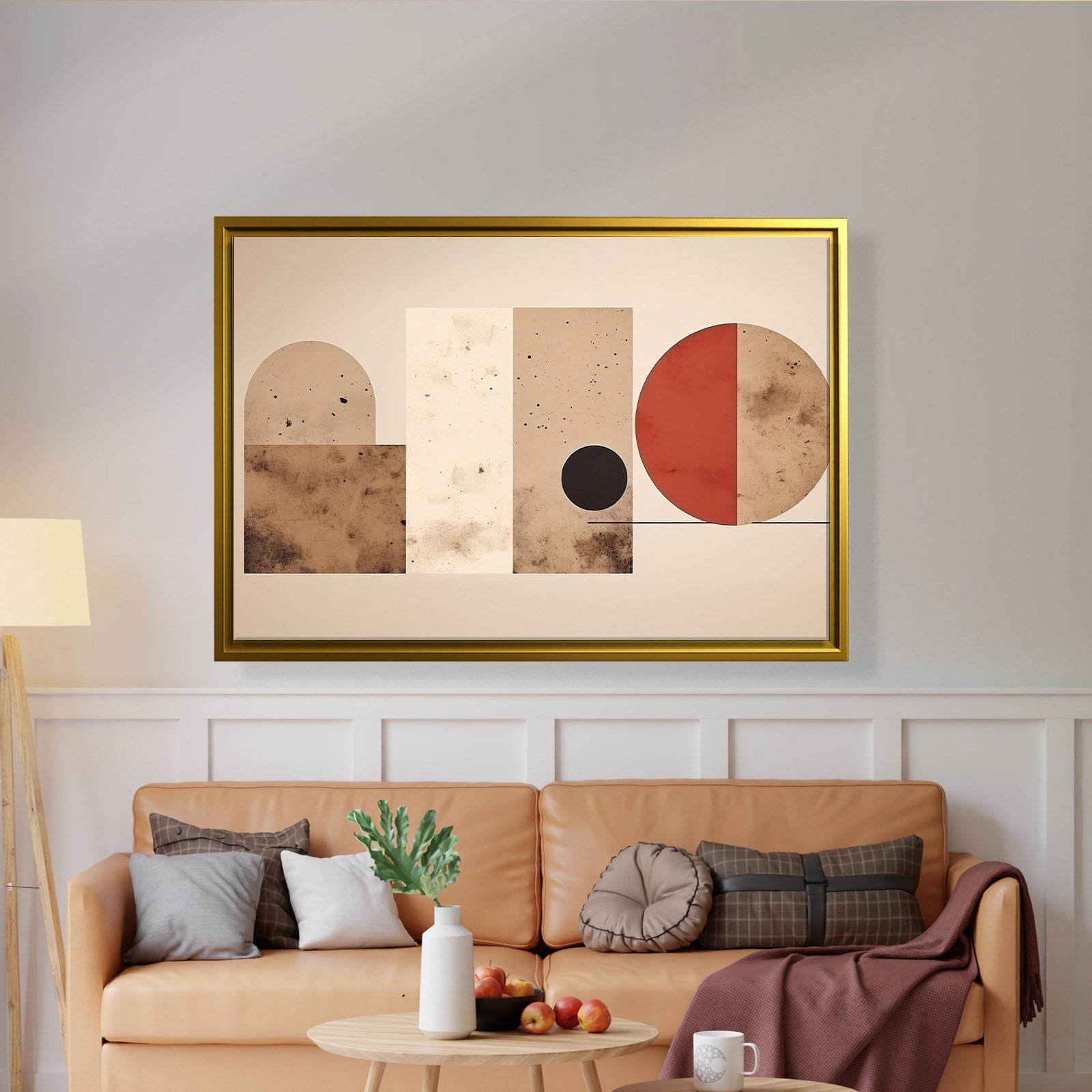 Terracotta Harmoni – Modern Bohem Geometrik Kanvas Tablo