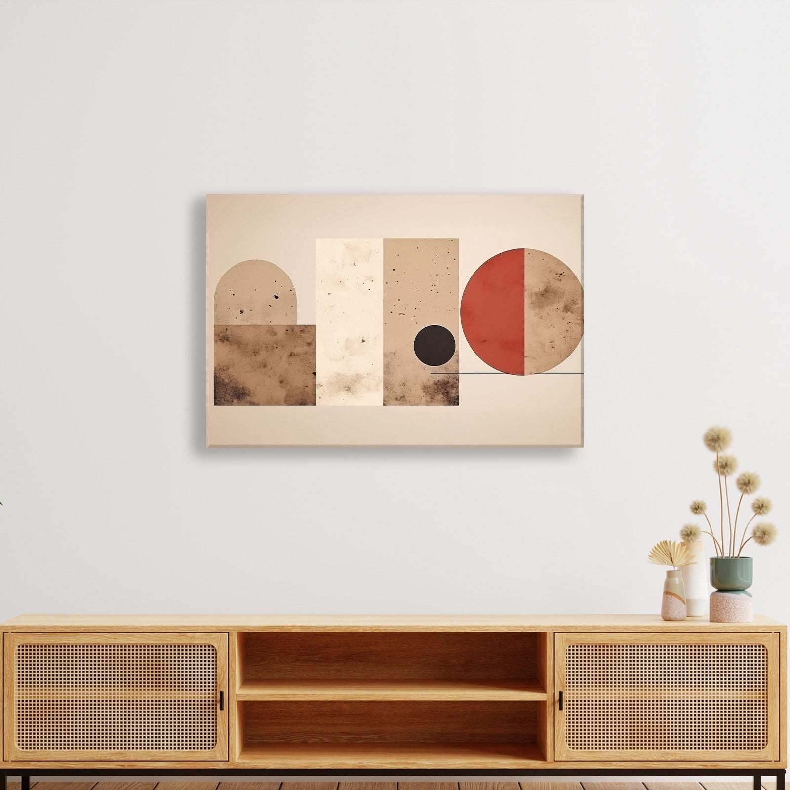 Terracotta Harmoni – Modern Bohem Geometrik Kanvas Tablo