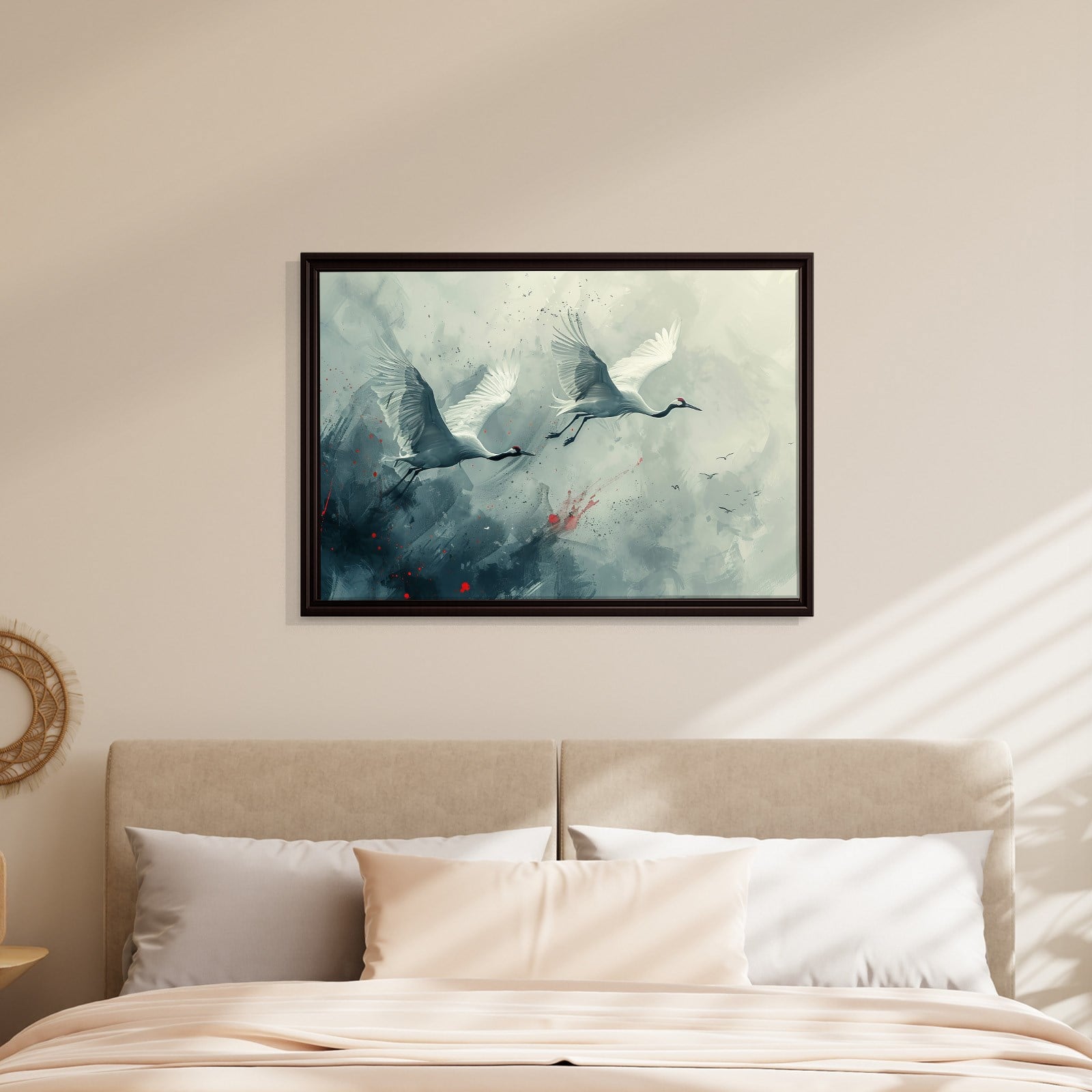 Uçan Turnalar Kanvas Tablo | Modern Kuş Temalı Soyut Premium Duvar Sanatı