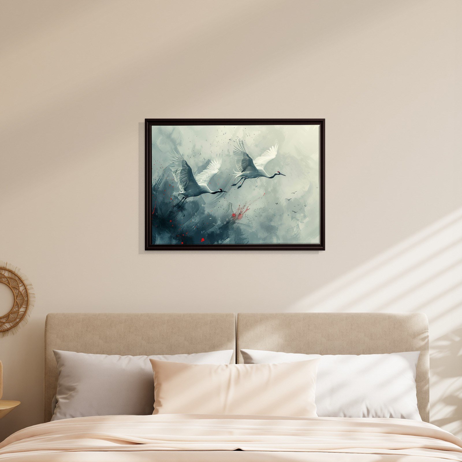 Uçan Turnalar Kanvas Tablo | Modern Kuş Temalı Soyut Premium Duvar Sanatı