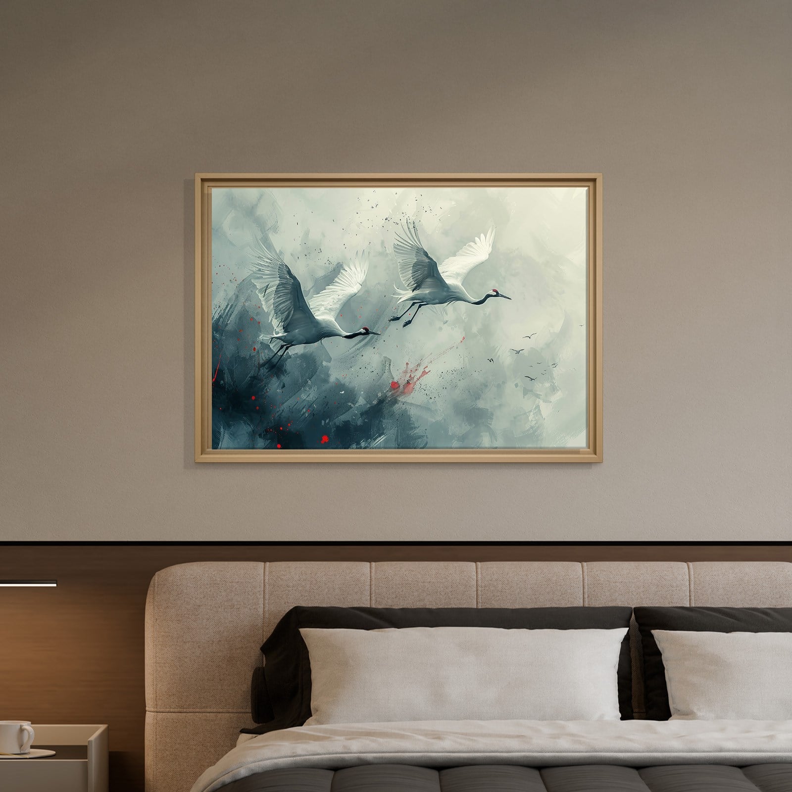 Uçan Turnalar Kanvas Tablo | Modern Kuş Temalı Soyut Premium Duvar Sanatı