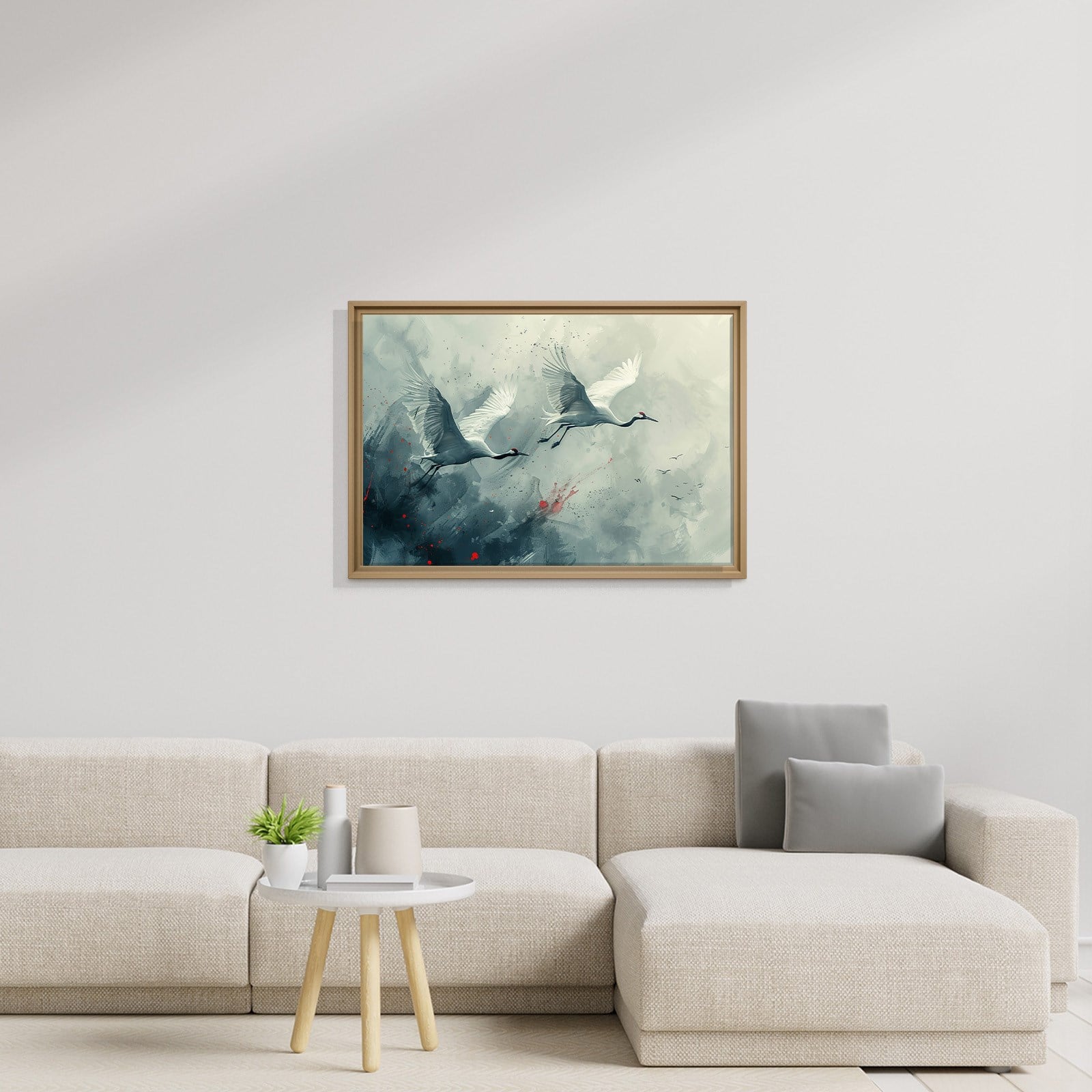 Uçan Turnalar Kanvas Tablo | Modern Kuş Temalı Soyut Premium Duvar Sanatı