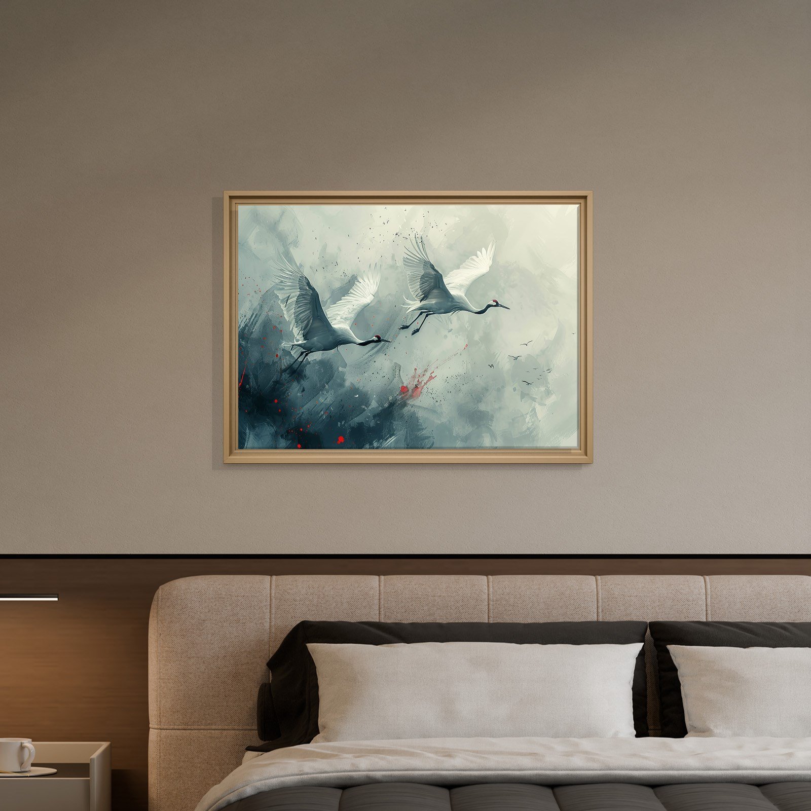 Uçan Turnalar Kanvas Tablo | Modern Kuş Temalı Soyut Premium Duvar Sanatı