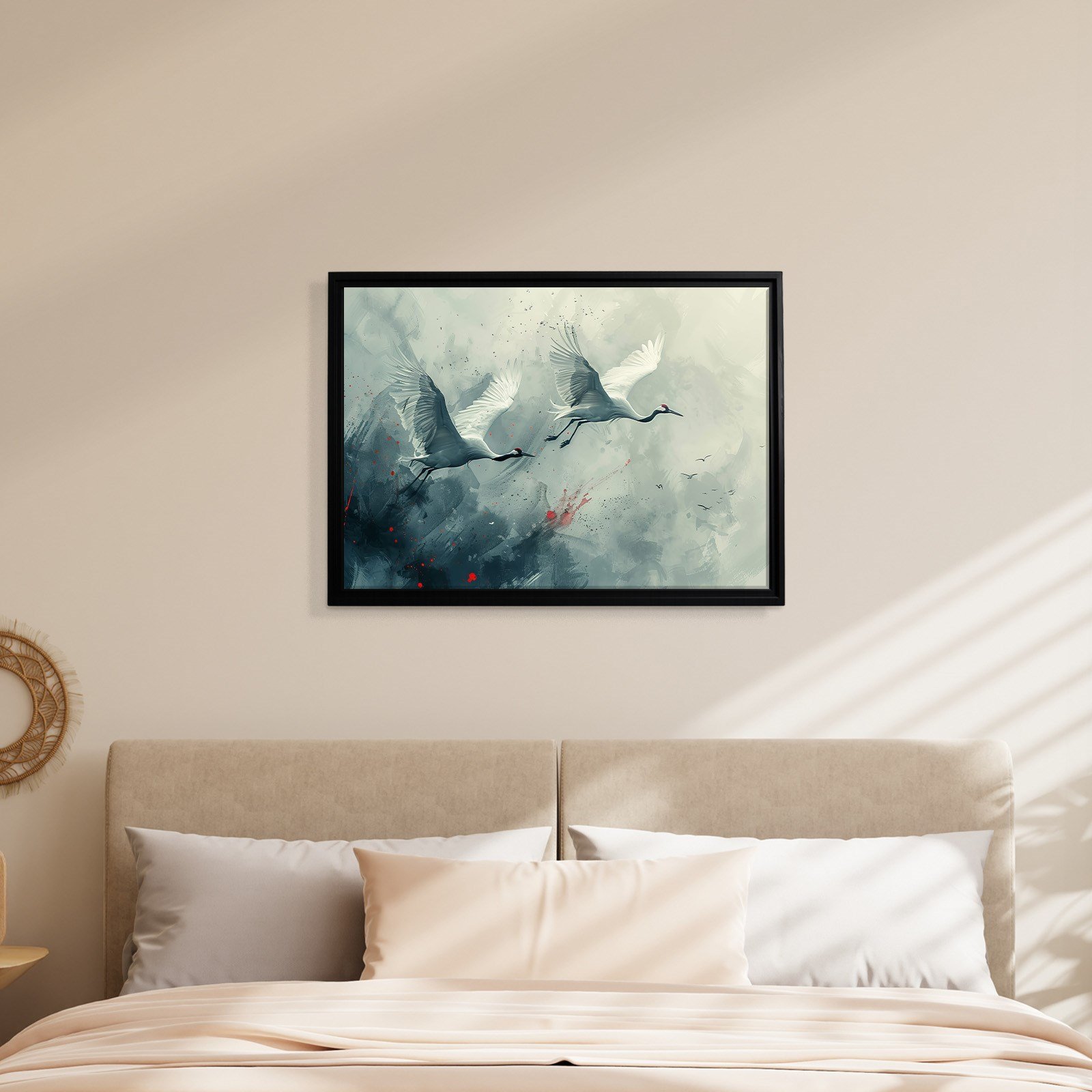 Uçan Turnalar Kanvas Tablo | Modern Kuş Temalı Soyut Premium Duvar Sanatı