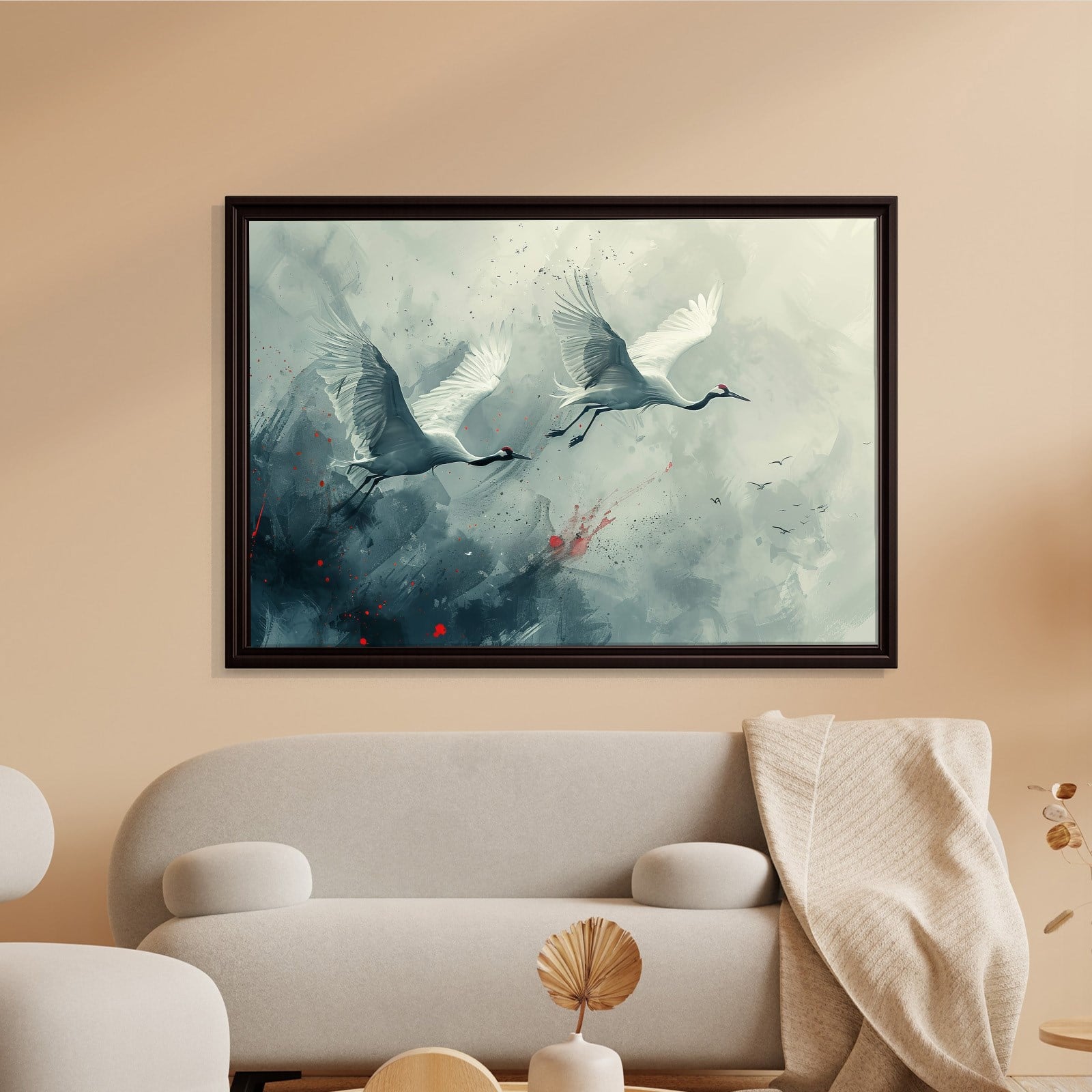 Uçan Turnalar Kanvas Tablo | Modern Kuş Temalı Soyut Premium Duvar Sanatı