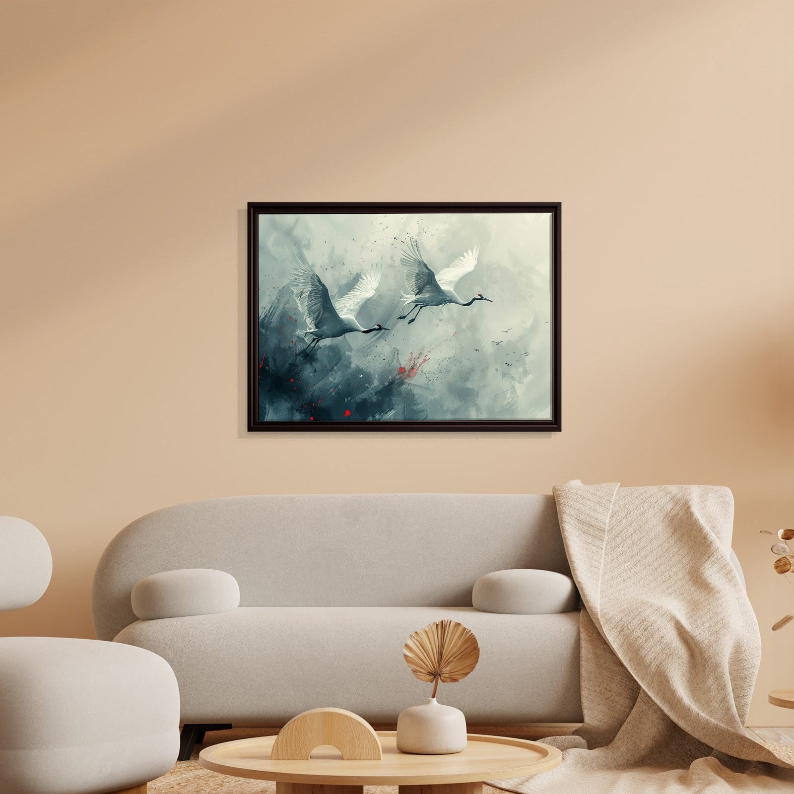Uçan Turnalar Kanvas Tablo | Modern Kuş Temalı Soyut Premium Duvar Sanatı