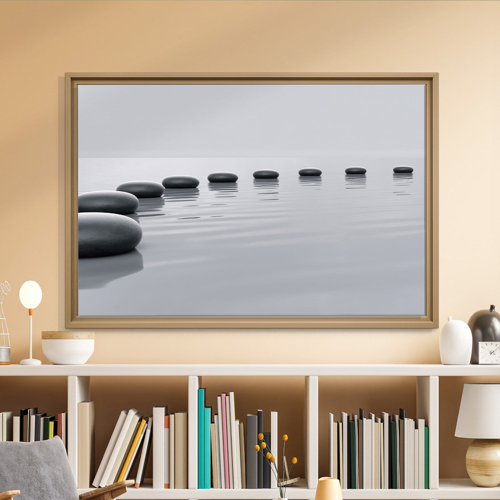Zen Taşları Kanvas Tablo | Minimal Spa ve Meditasyon Duvar Tablosu