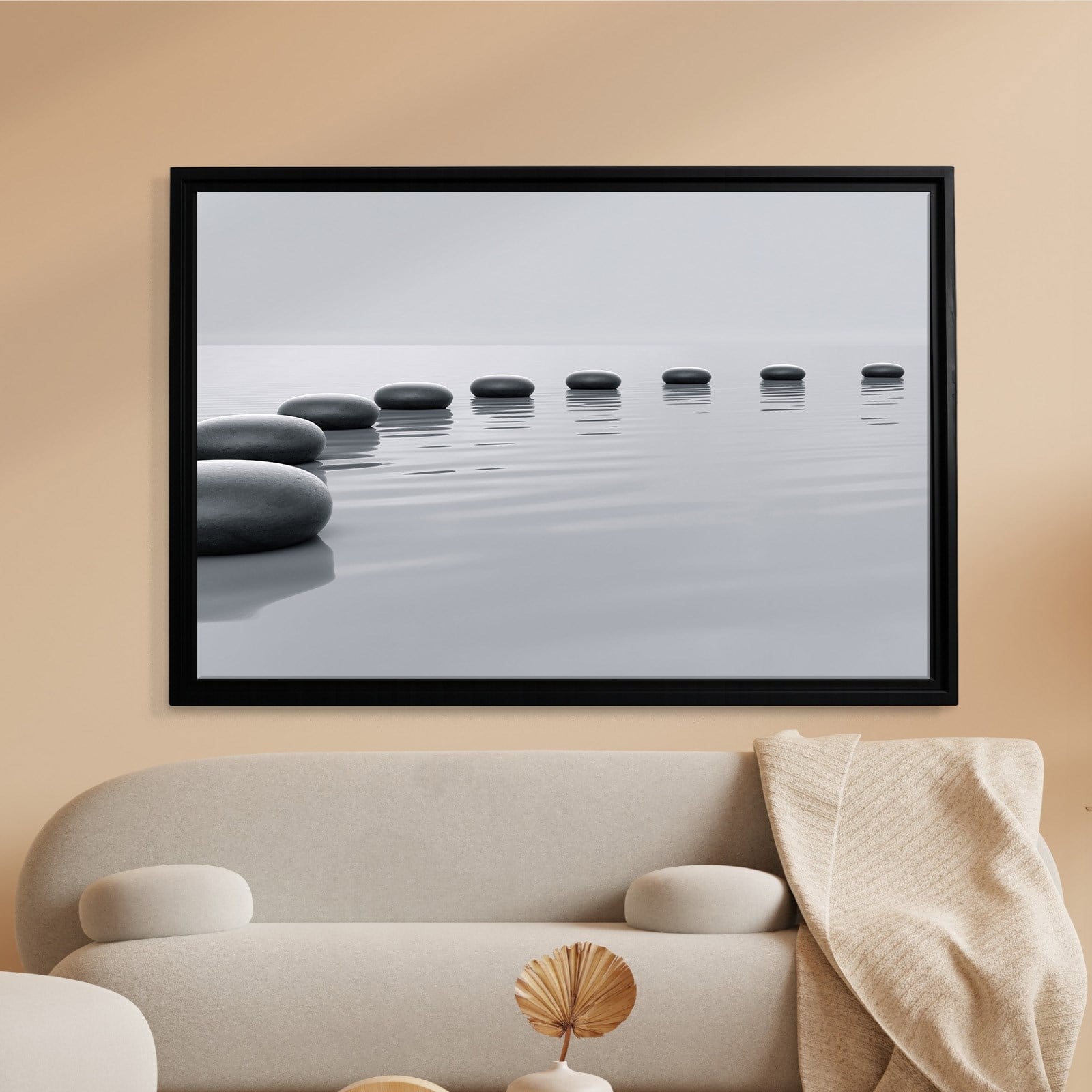 Zen Taşları Kanvas Tablo | Minimal Spa ve Meditasyon Duvar Tablosu