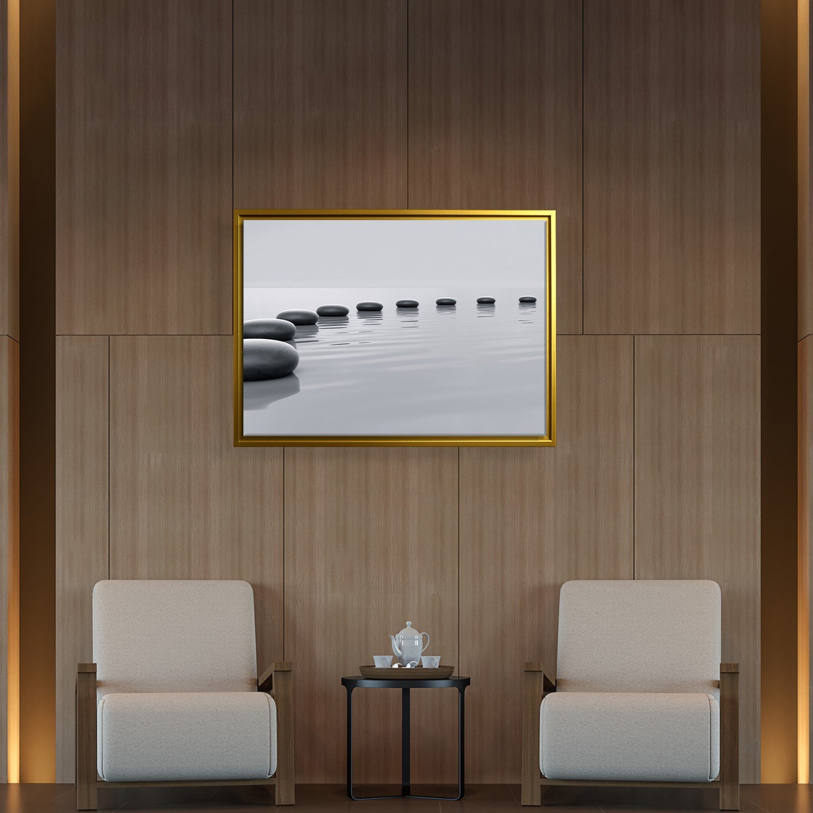 Zen Taşları Kanvas Tablo | Minimal Spa ve Meditasyon Duvar Tablosu