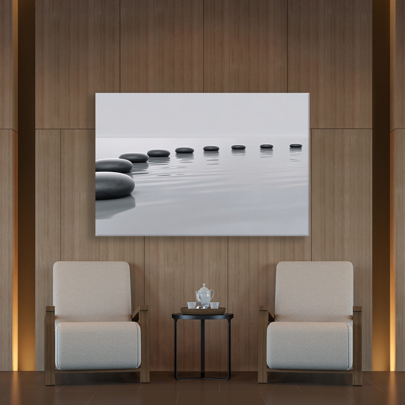 Zen Taşları Kanvas Tablo | Minimal Spa ve Meditasyon Duvar Tablosu