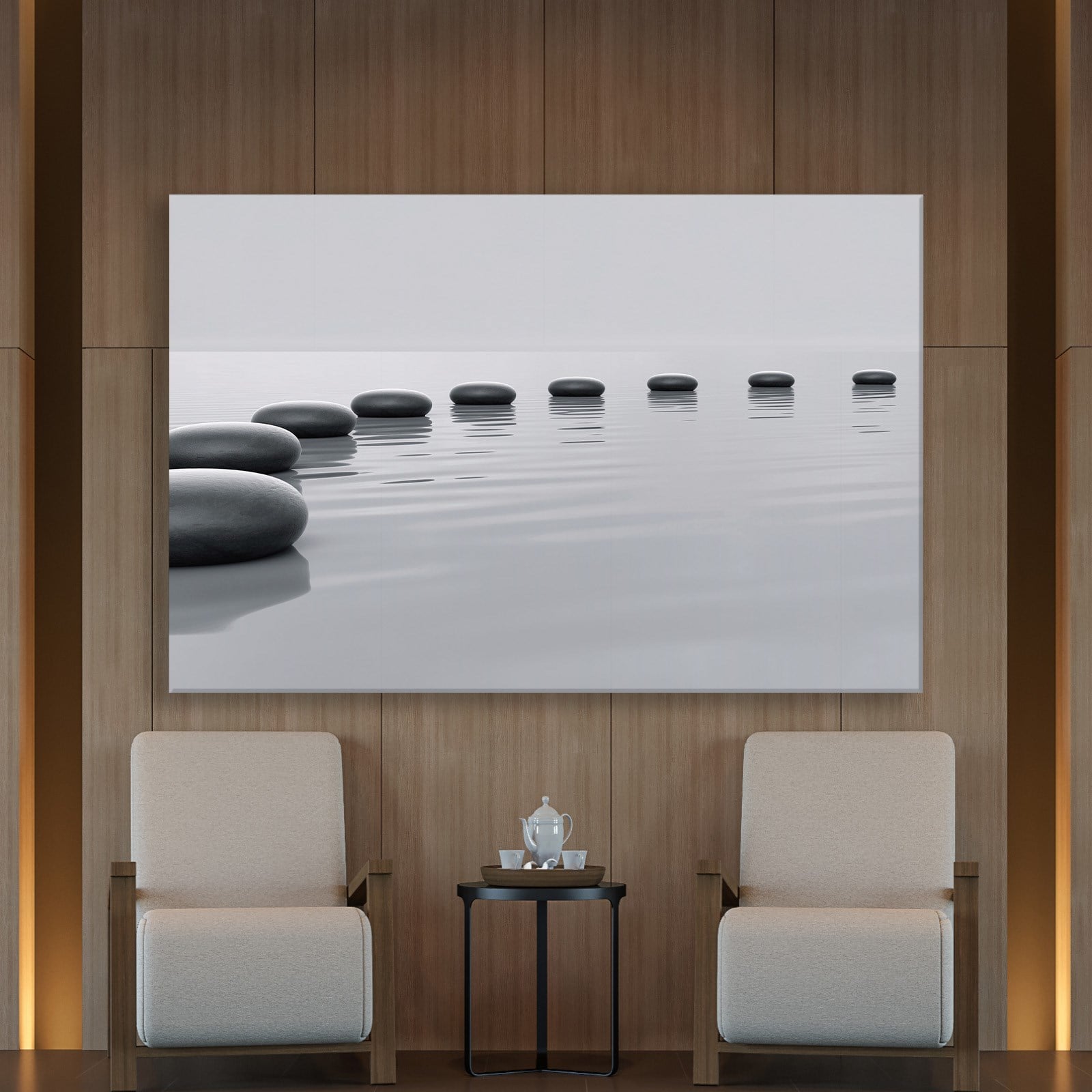 Zen Taşları Kanvas Tablo | Minimal Spa ve Meditasyon Duvar Tablosu