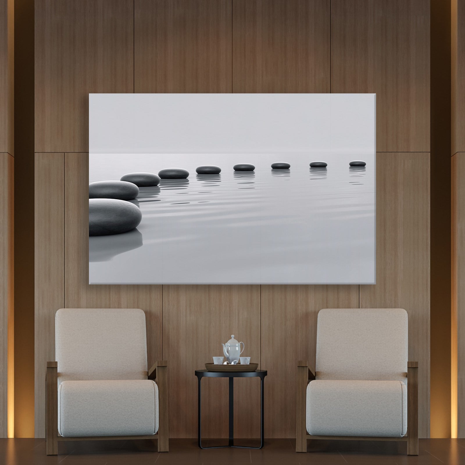 Zen Taşları Kanvas Tablo | Minimal Spa ve Meditasyon Duvar Tablosu